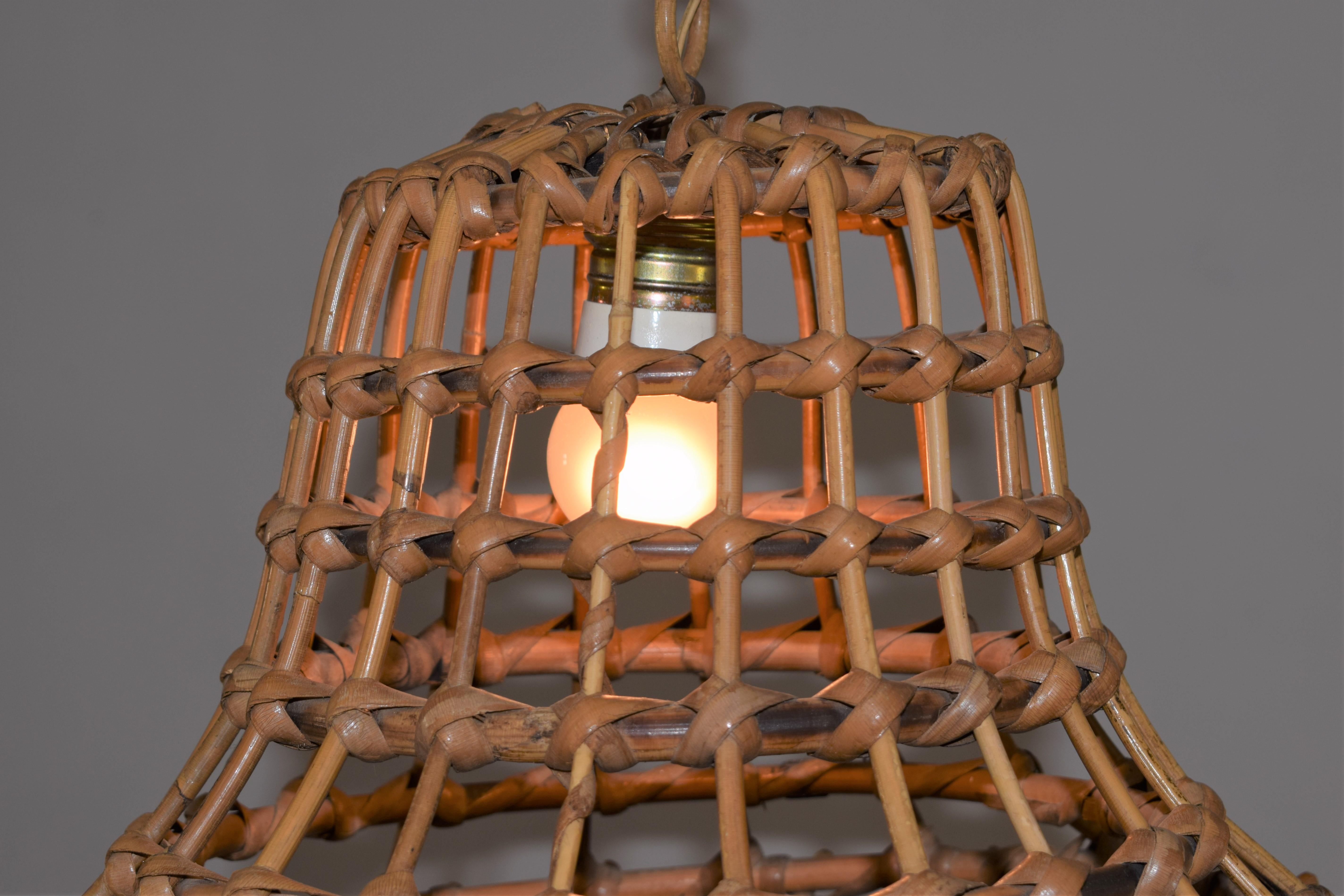 Italian Bamboo Chandelier, 1960s In Good Condition For Sale In Palermo, PA