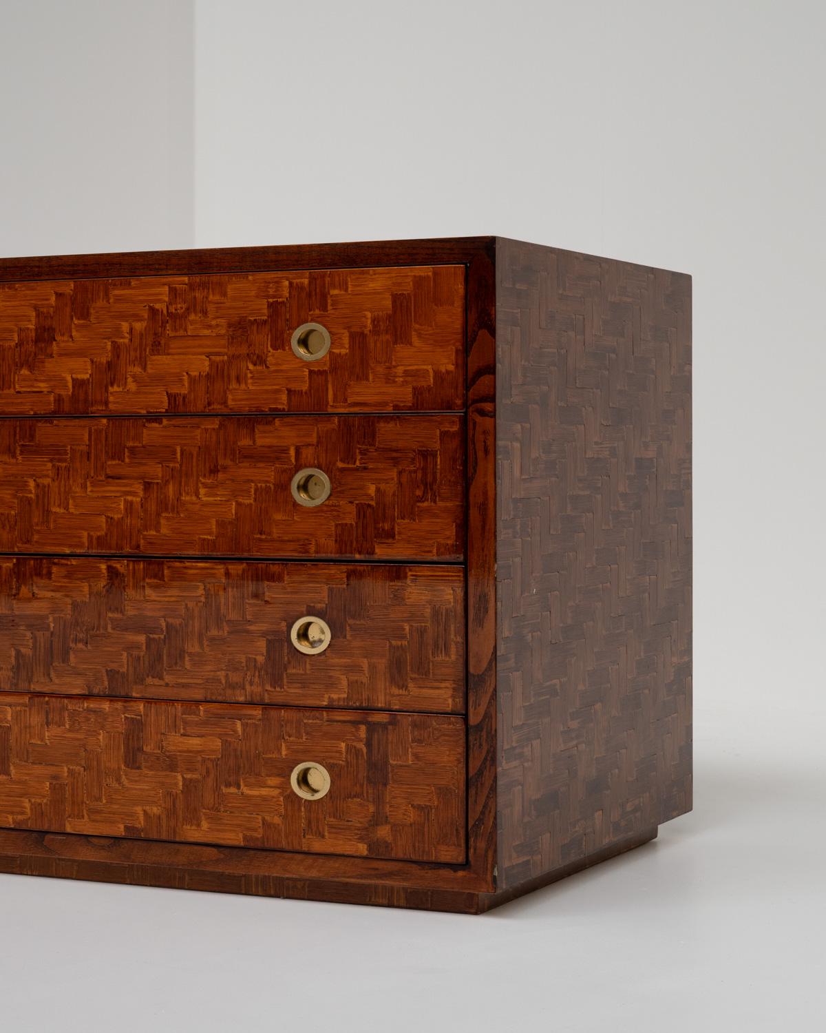 Late 20th Century Italian Bamboo Chest of Drawers, 1970s For Sale