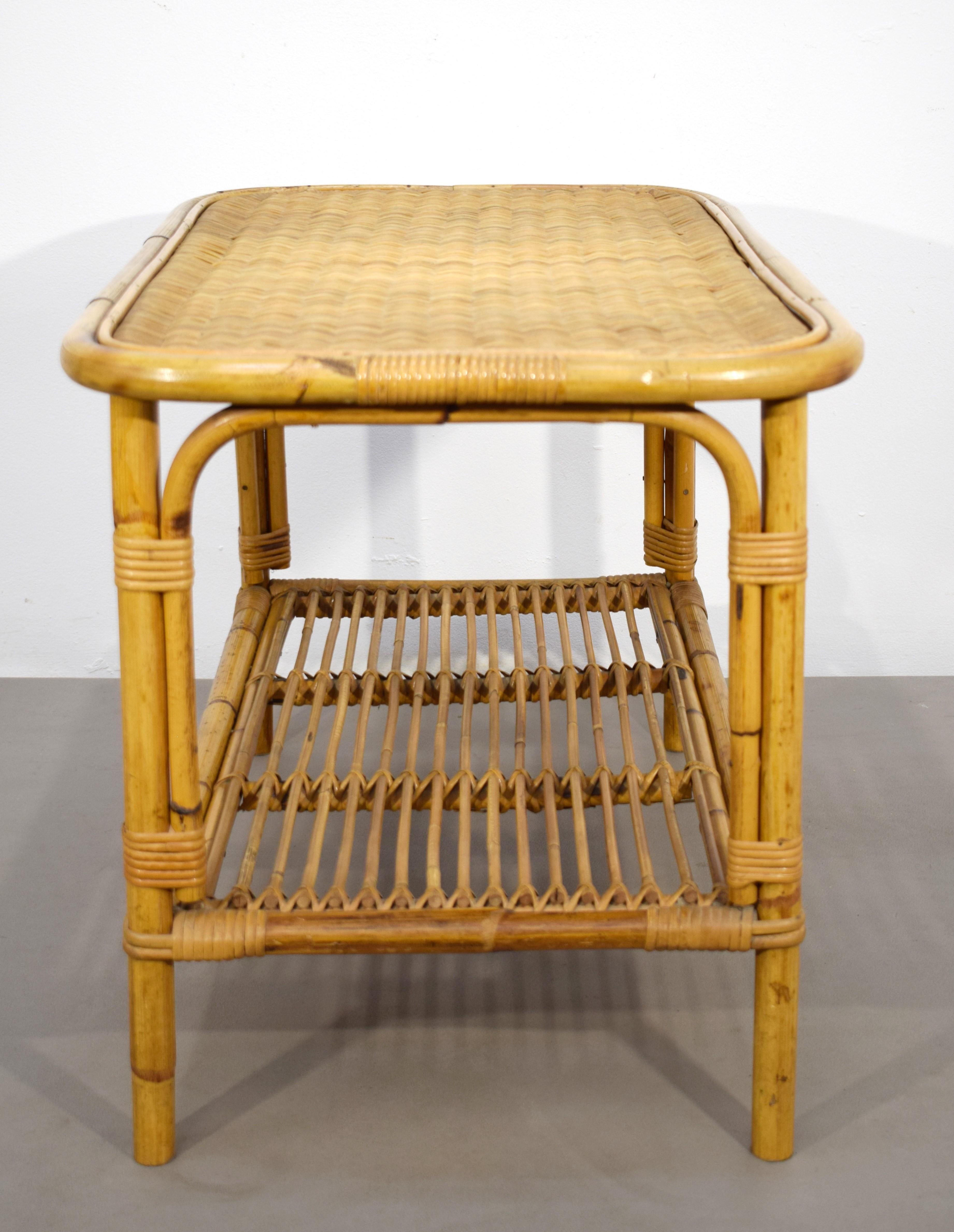Italian bamboo coffee table, 1960s For Sale 4