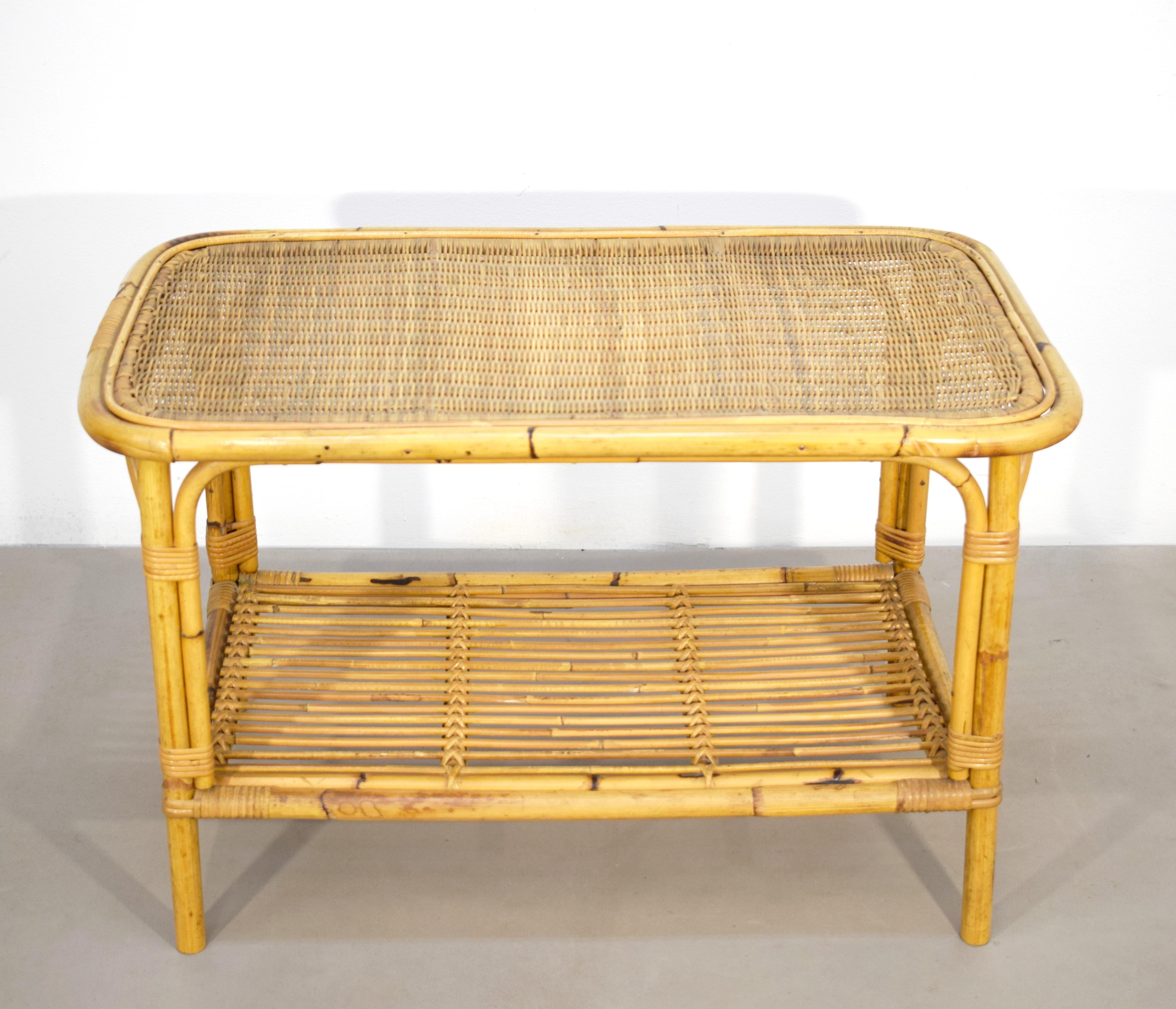 Mid-Century Modern Italian bamboo coffee table, 1960s For Sale