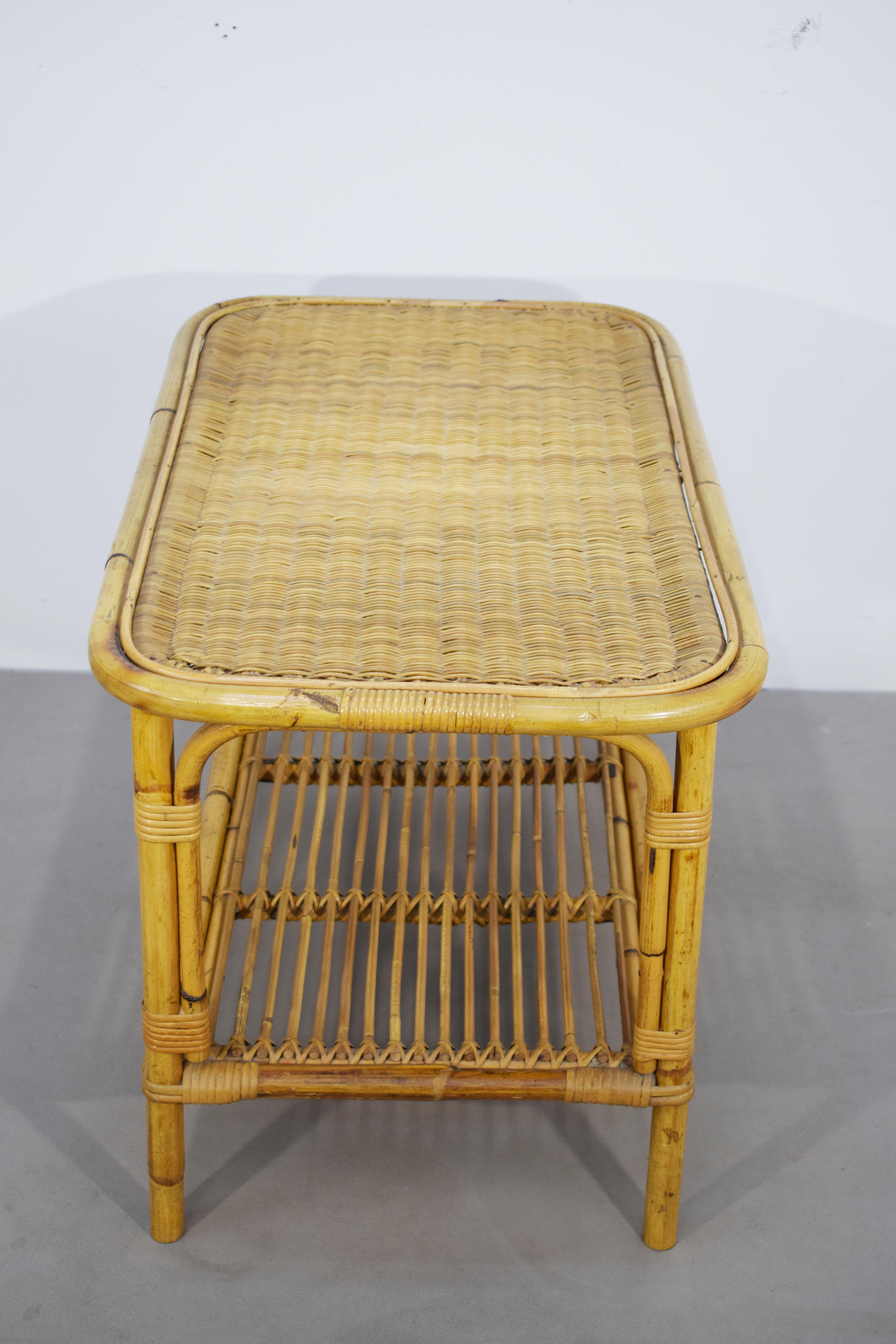 Italian bamboo coffee table, 1960s For Sale 1