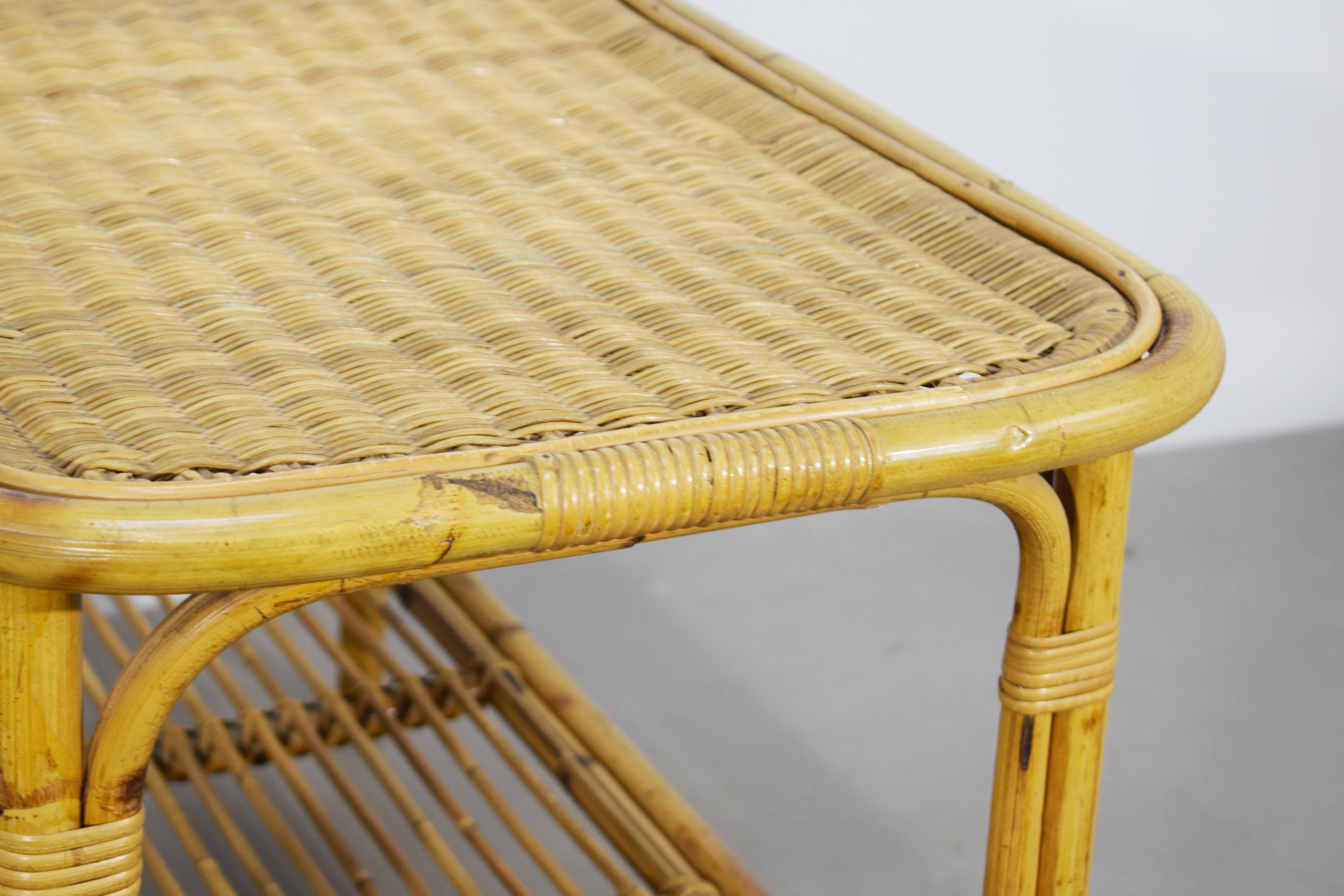 Italian bamboo coffee table, 1960s For Sale 2