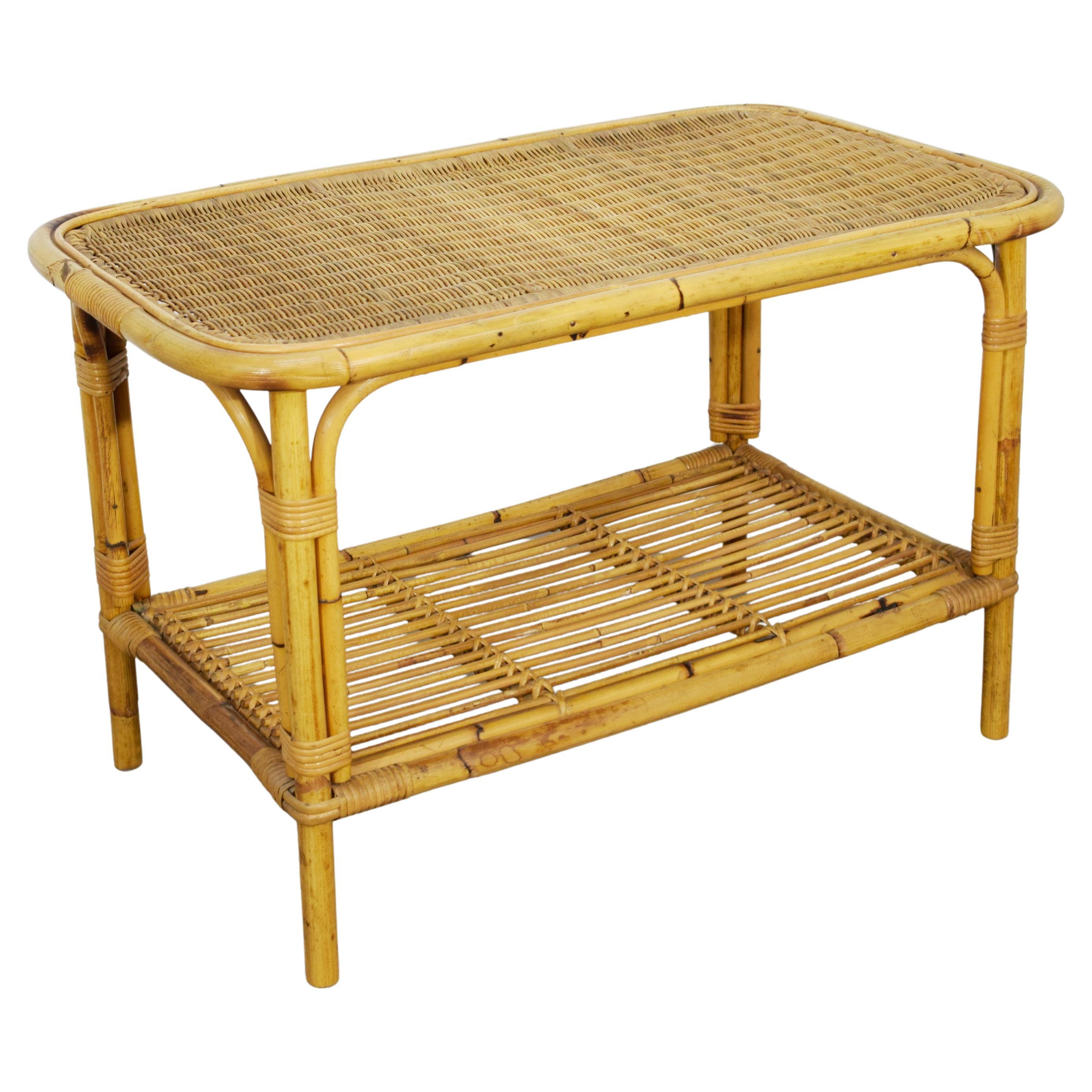 Italian bamboo coffee table, 1960s For Sale