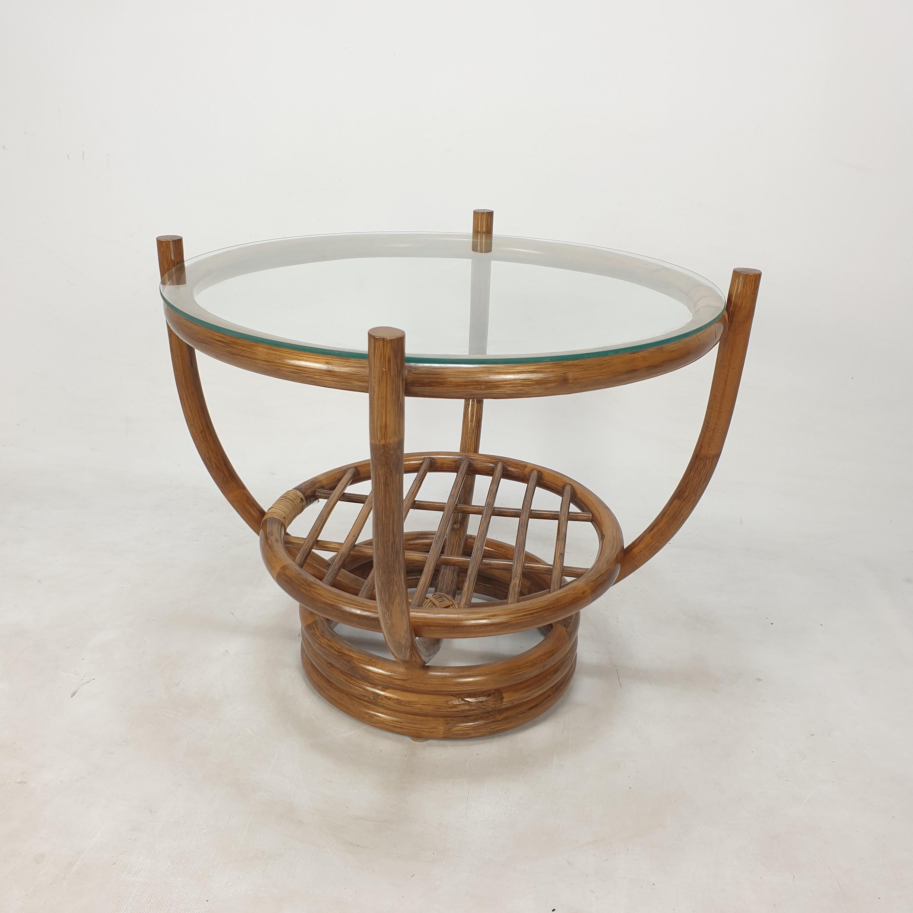 Late 20th Century Italian Bamboo Coffee Table, 1980s For Sale