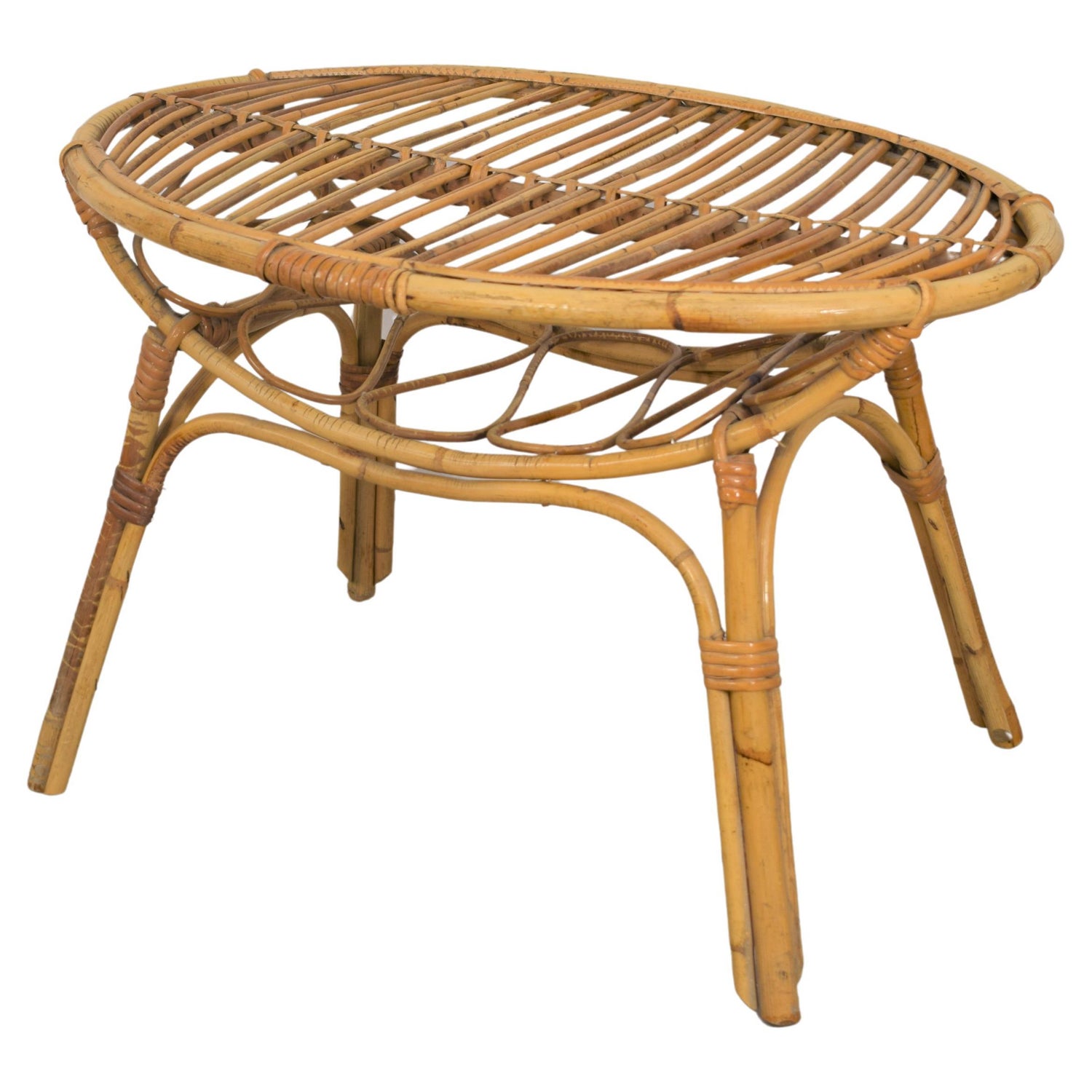 Italian Bamboo Coffee Table with Magazine Rack, 1960s For Sale at 1stDibs