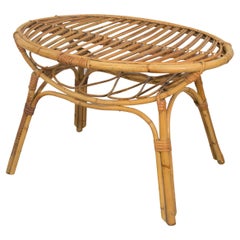 Italian Bamboo Coffee Table with Magazine Rack, 1960s