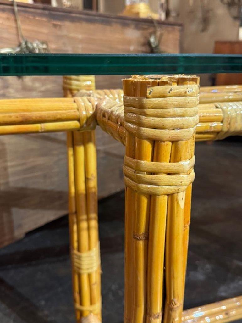 Italian Bamboo Console with Glass Top In Good Condition For Sale In Dallas, TX