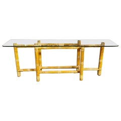 Italian Bamboo Console with Glass Top