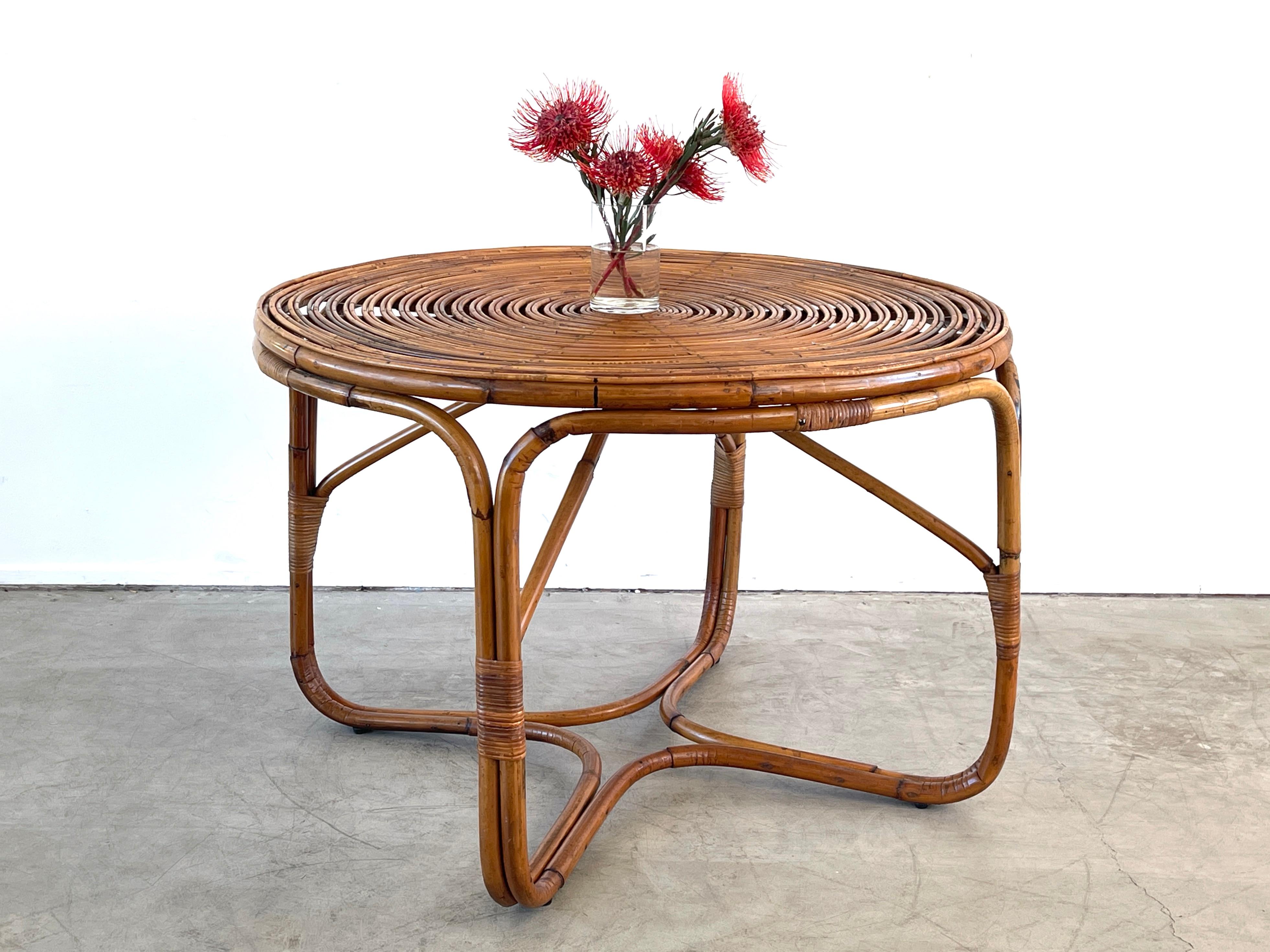 1950's Bamboo dining table 
Great circular shape and rare in a dining table height.