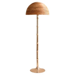 Italian Bamboo Floor Lamp with Brass Base