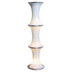 Italian Bamboo-Form Chrome and Glass Floor Lamp