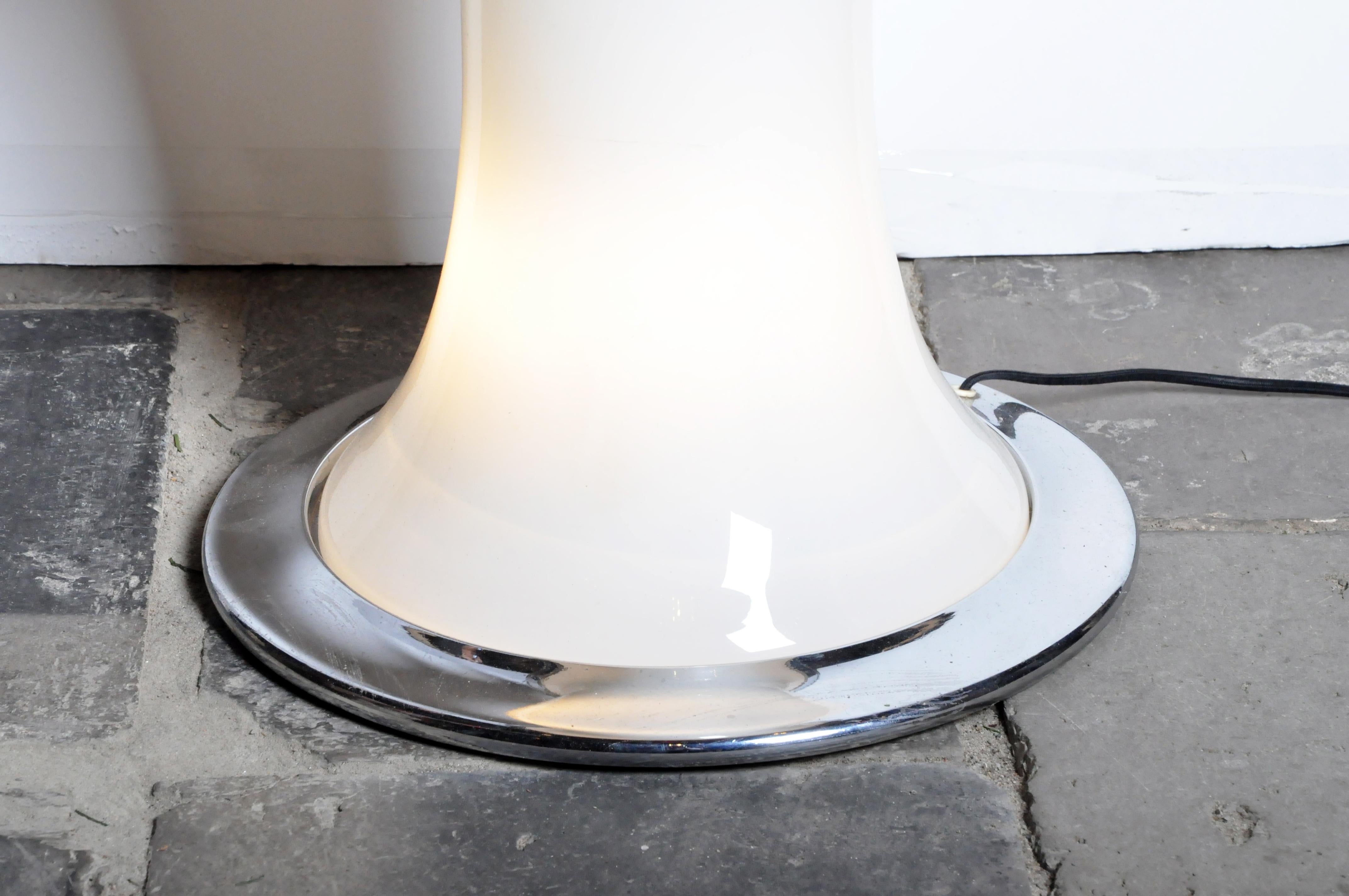 Italian Bamboo-Form Chrome and Glass Floor Lamp 1