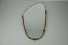 Italian Bamboo Framed Wall Mirror, 1960s, Italy