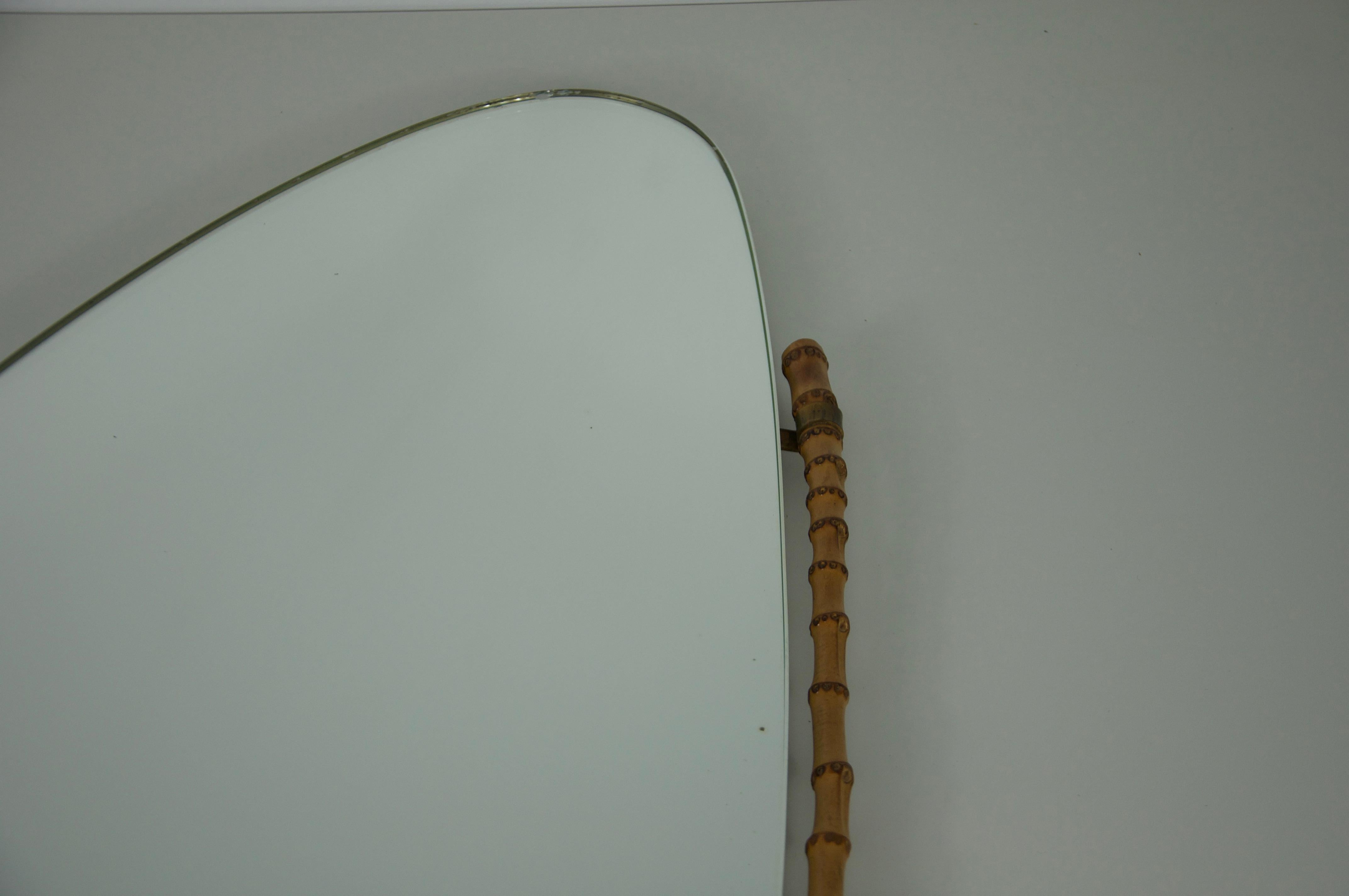 Miroir mural italien encadré de bambou, années 1960, Italie en vente 1