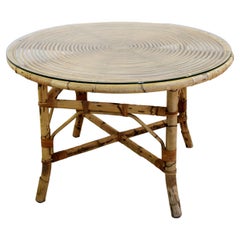 Italian Bamboo & Glass Table, 1960s