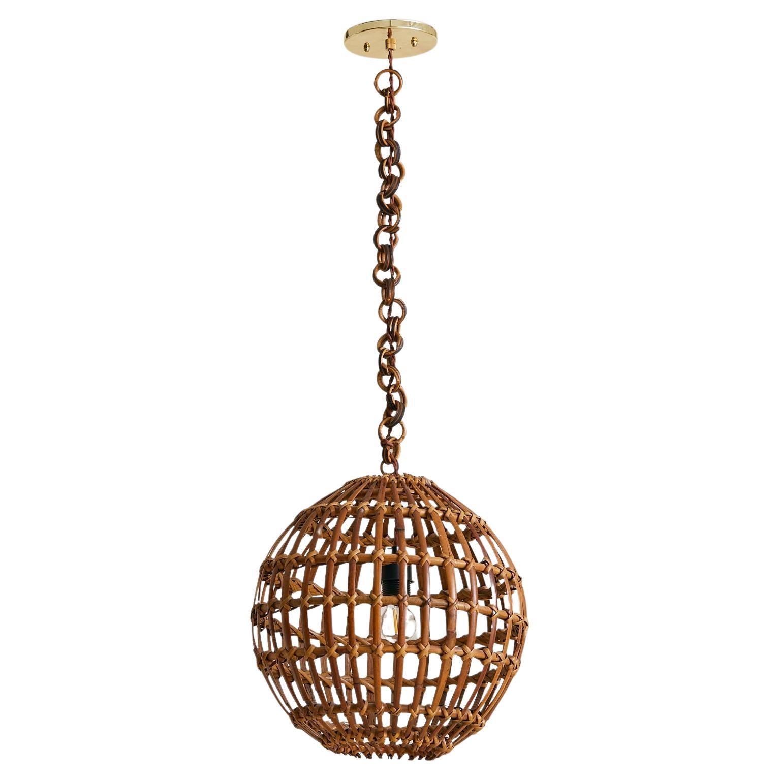 Italian Bamboo Globe Pendant, 1960s in vendita