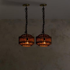 Italian Bamboo Lantern Pendant in Manner of Franco Albini, 1960s - 2 Available