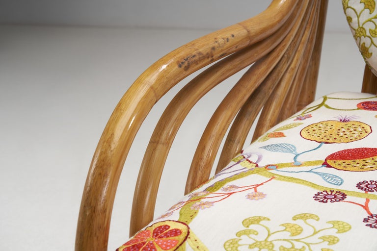 Italian Bamboo Lounge Chairs with Upholstered Cushions, Italy, 1970s at