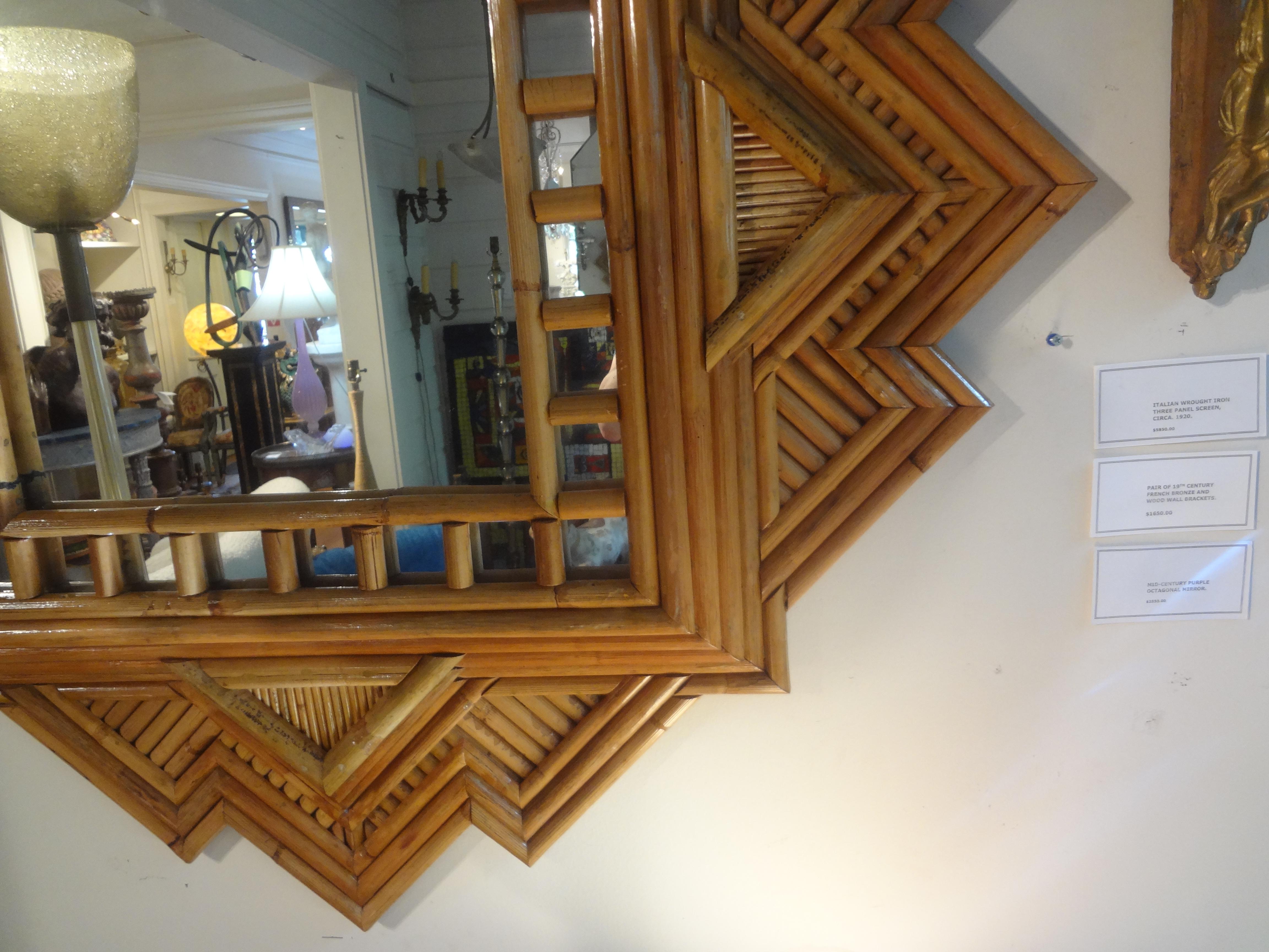 Italian Bamboo Mirror By Maurizio Mariani For Vivai del Sud For Sale 1