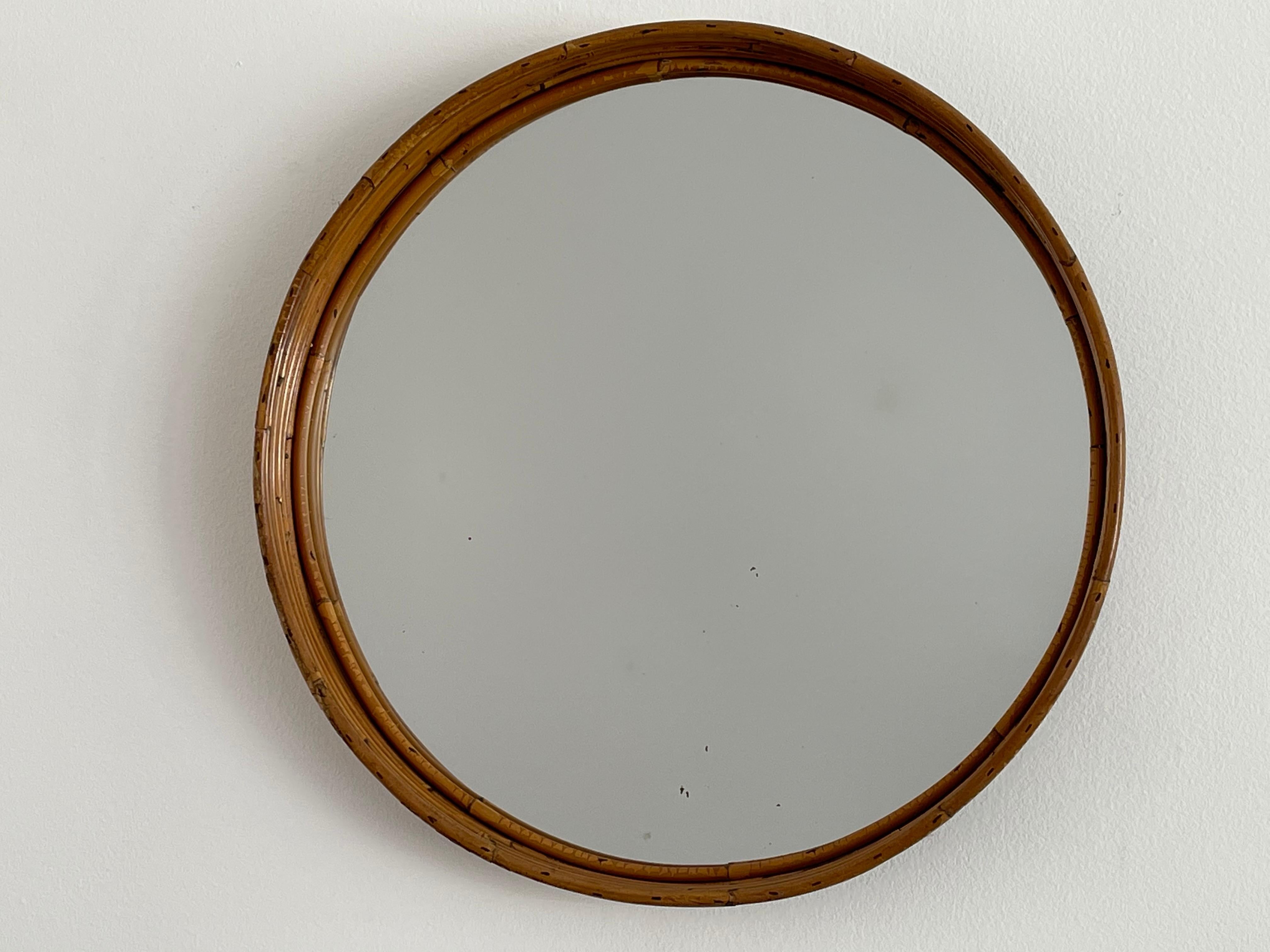 Wonderful Italian bamboo mirror - with recessed mirror and great patina. 
 