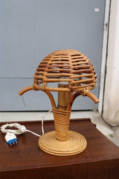 Italian Bamboo Mushroom Bedside Lamp 1960s