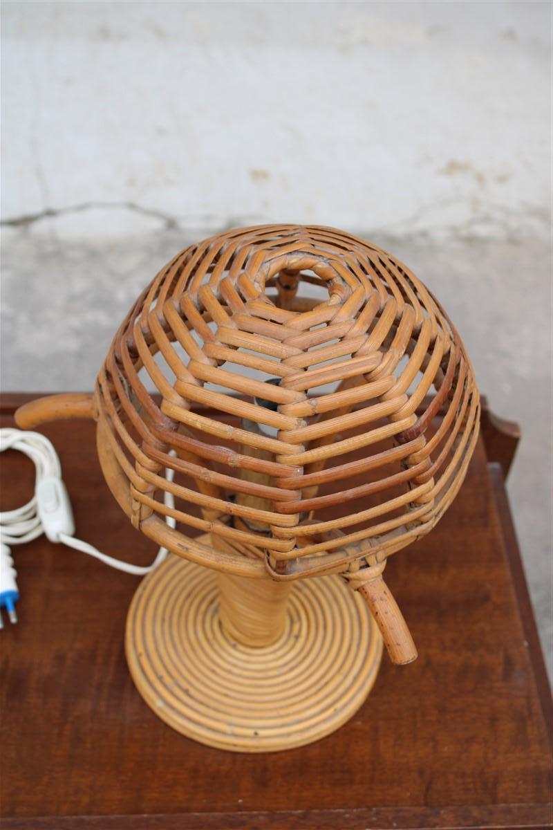 Mid-Century Modern Italian Bamboo Mushroom Bedside Lamp 1960s  For Sale