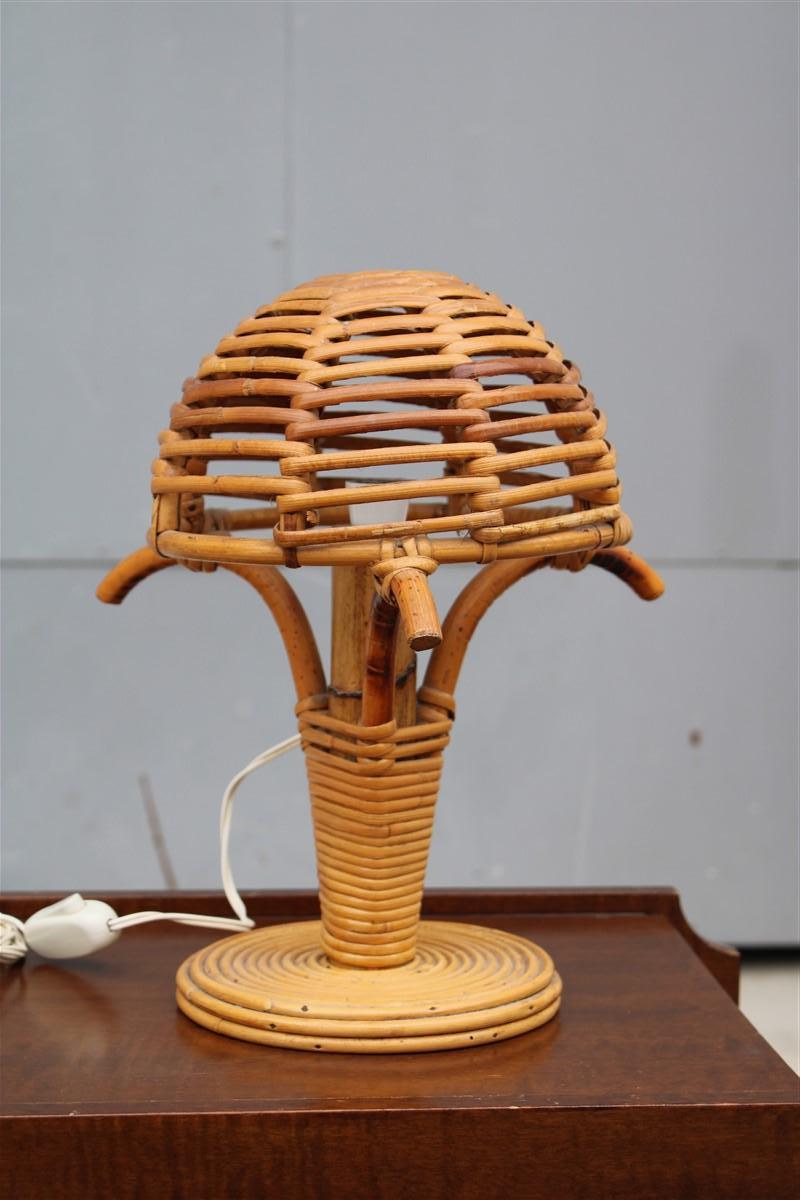 Italian Bamboo Mushroom Bedside Lamp 1960s  For Sale 1
