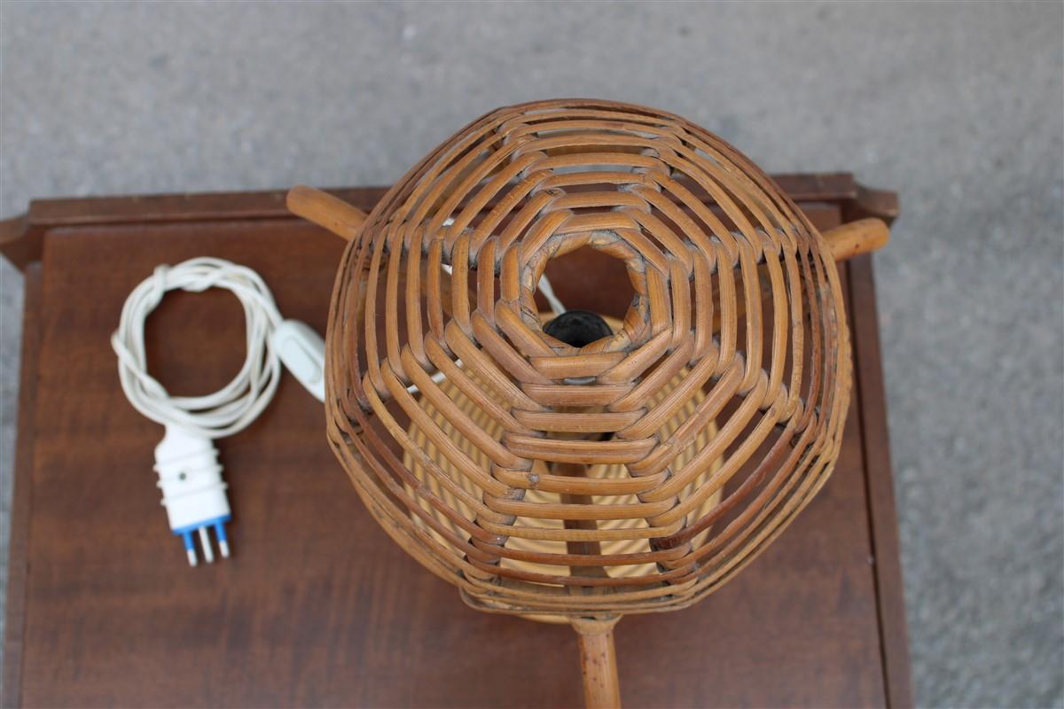 Italian Bamboo Mushroom Bedside Lamp 1960s  For Sale 2