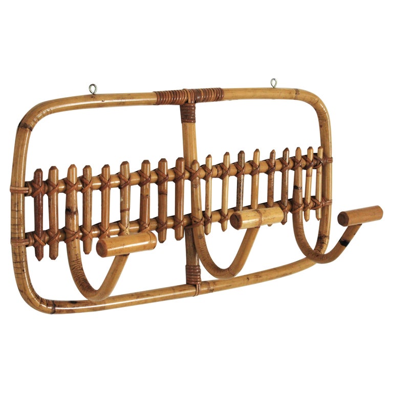 Italian Bamboo Rattan Coat Rack For Sale at 1stDibs
