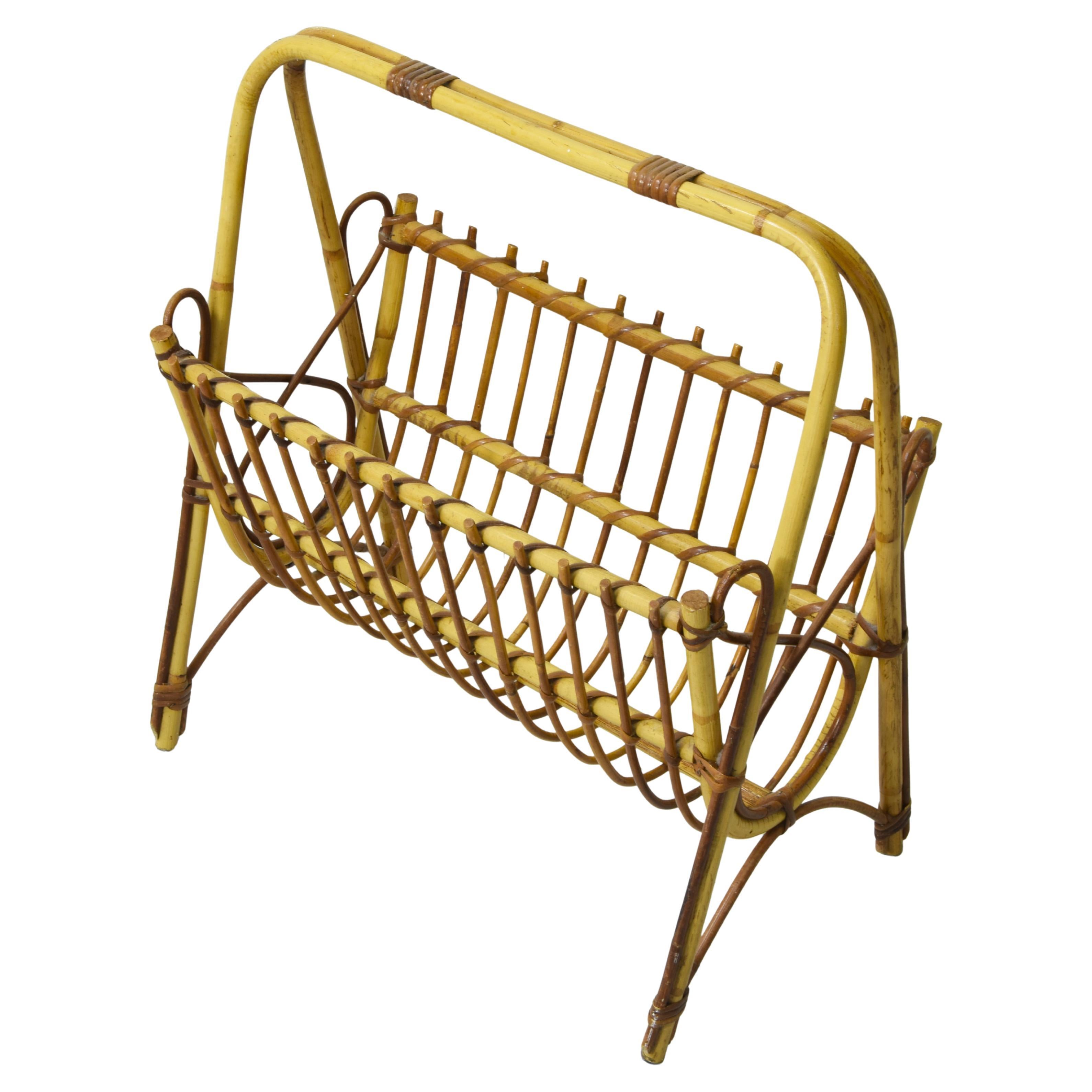 Portariviste italiano in bambù e rattan 1960