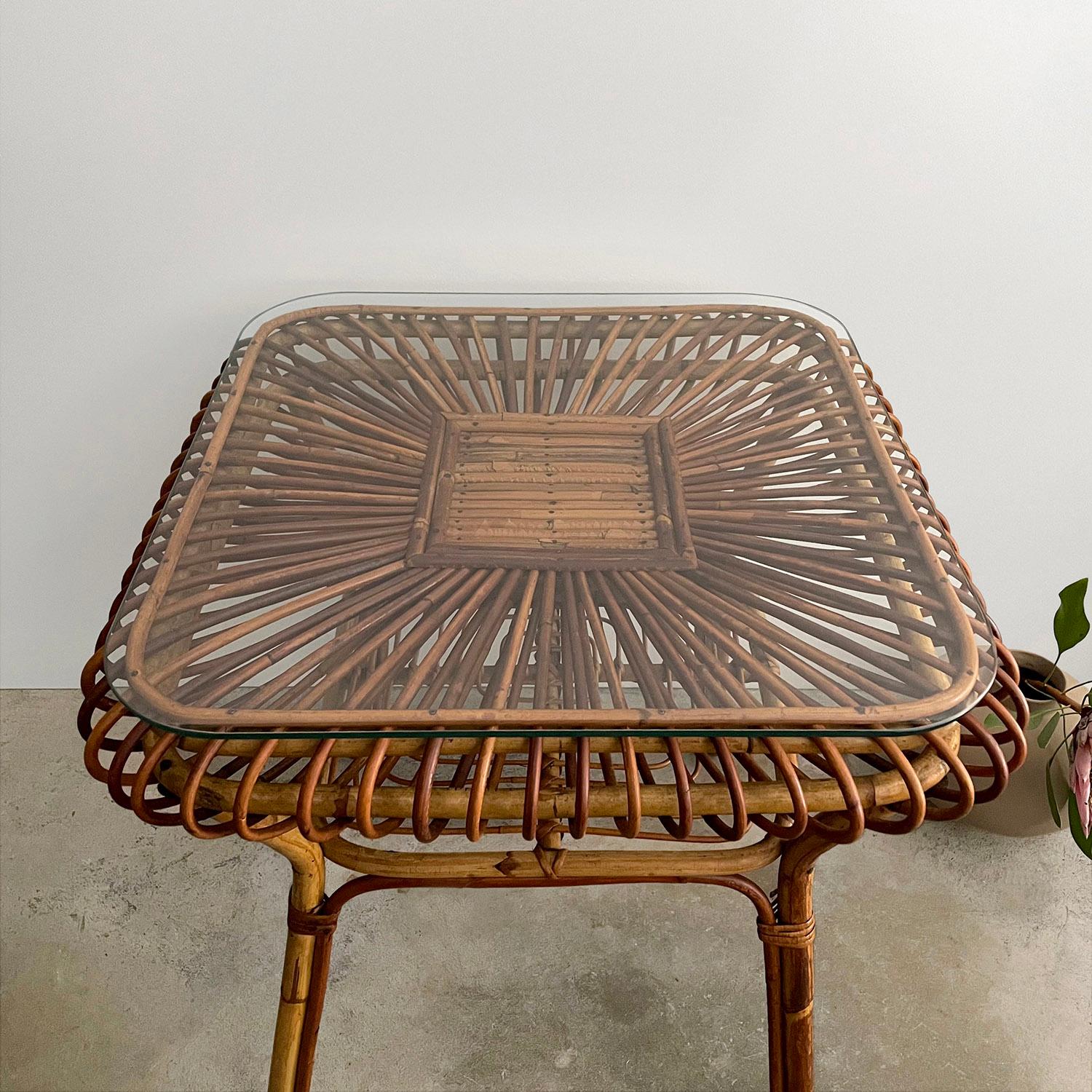 Mid-20th Century Italian Bamboo & Rattan Entry Table  For Sale