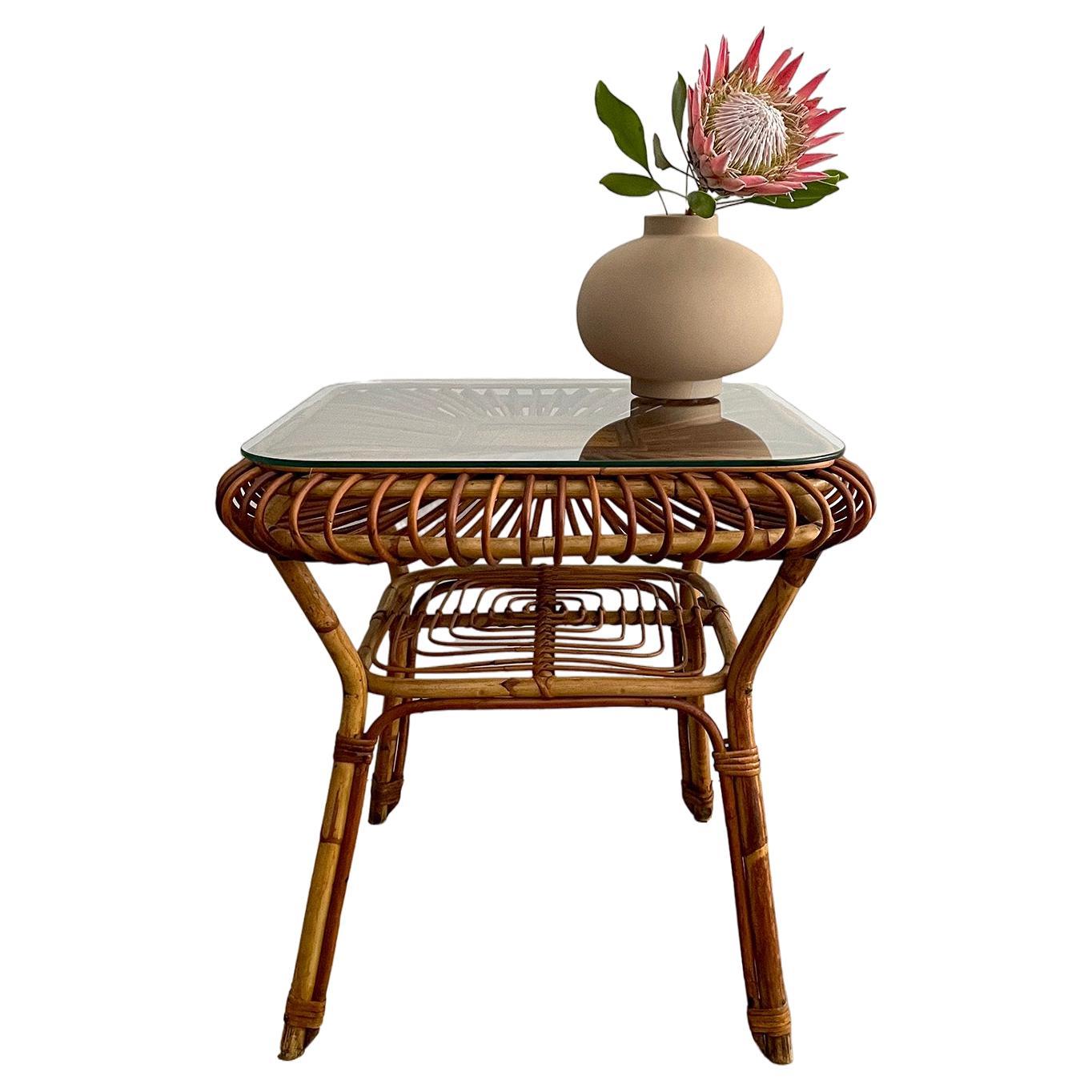 Italian Bamboo & Rattan Entry Table  For Sale