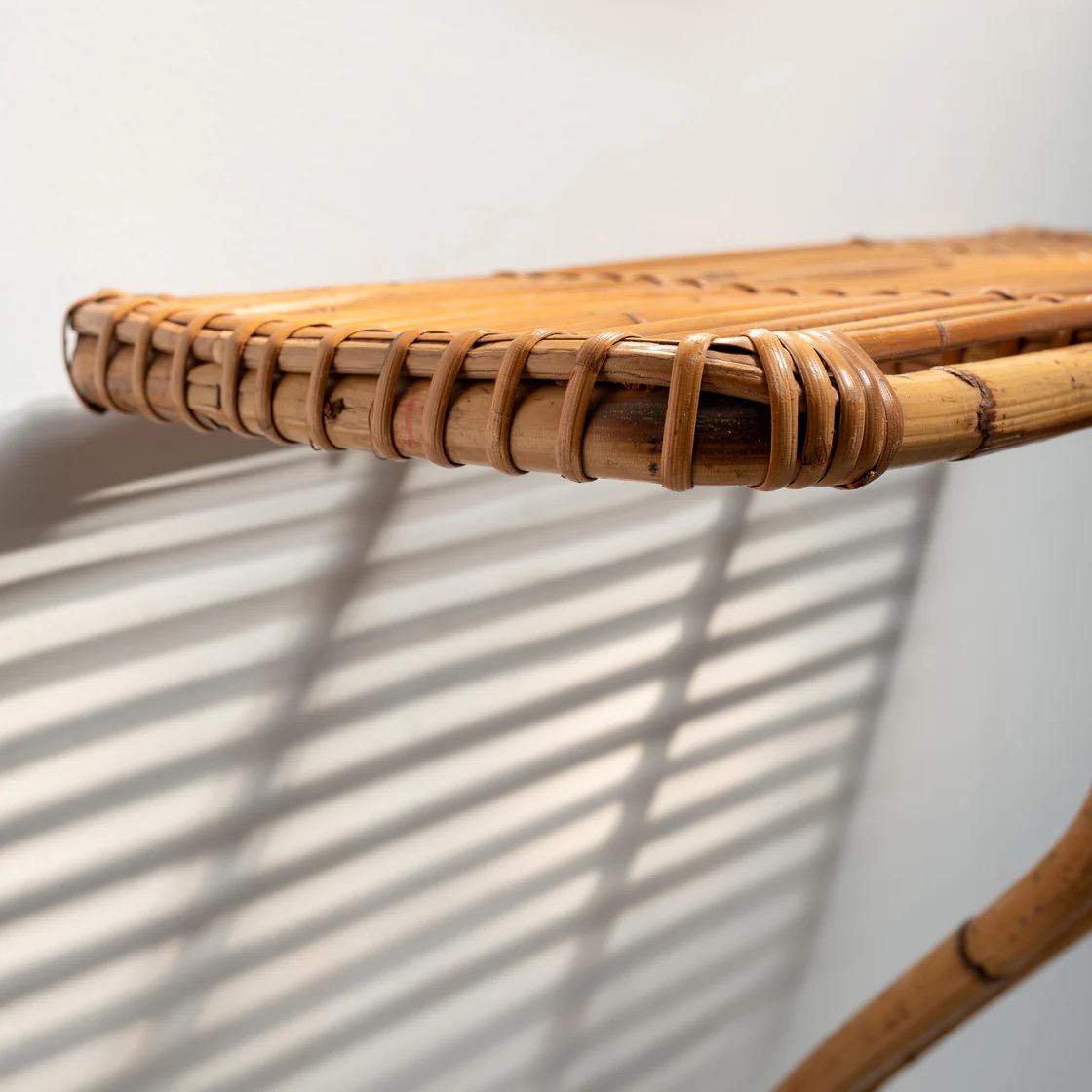 Mid-20th Century Italian Bamboo Rattan Wall Mirror Set For Sale