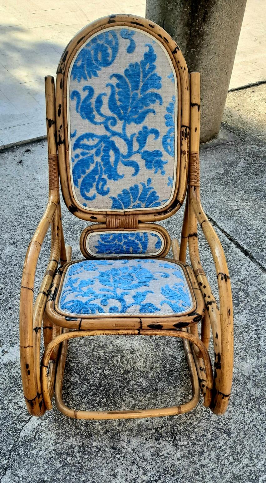 Italian Bamboo Rocking Chair i Style of Franco Albini In Good Condition For Sale In Los Angeles, CA