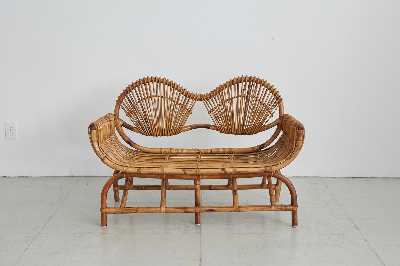 Italian Bamboo Settee and Chairs In Good Condition In Beverly Hills, CA