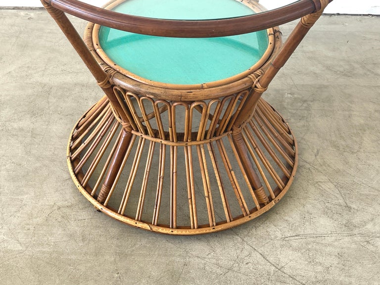 Mid-20th Century Italian Bamboo Side Table For Sale