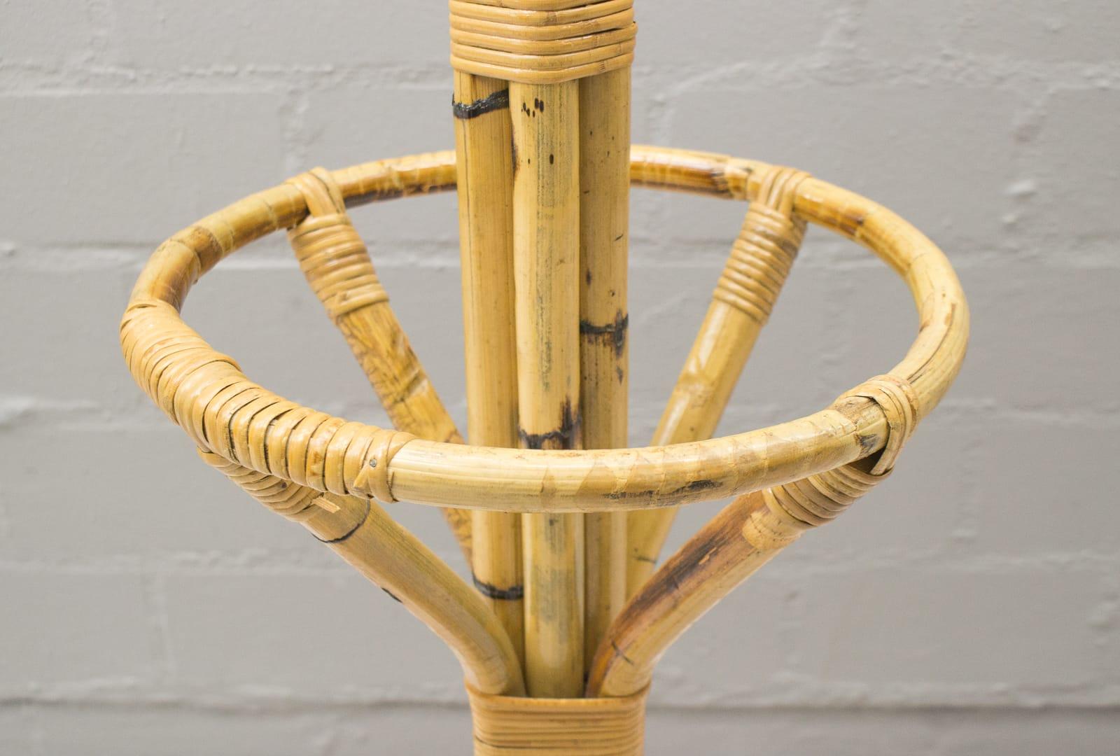 Italian Bamboo Standing Coat Rack, 1960s For Sale 1