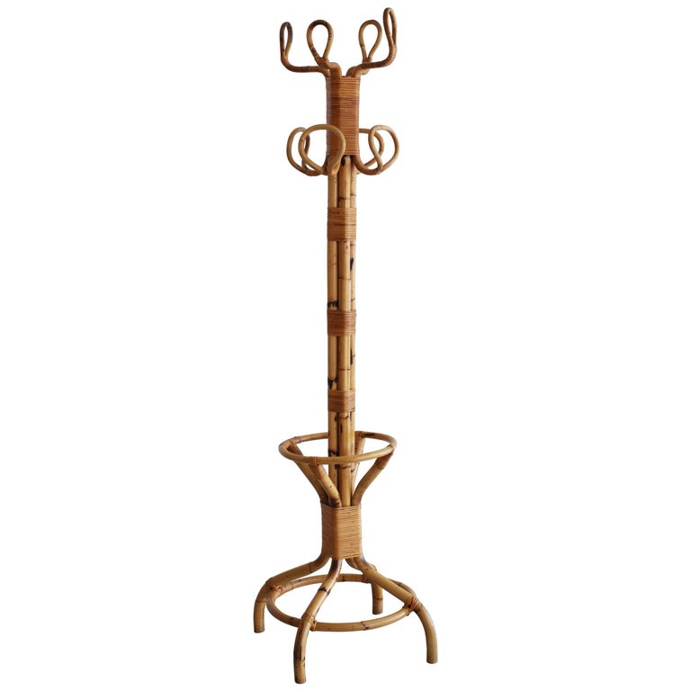 Italian Bamboo Standing Coat Rack by Vittorio Bonacina For Sale at 1stdibs