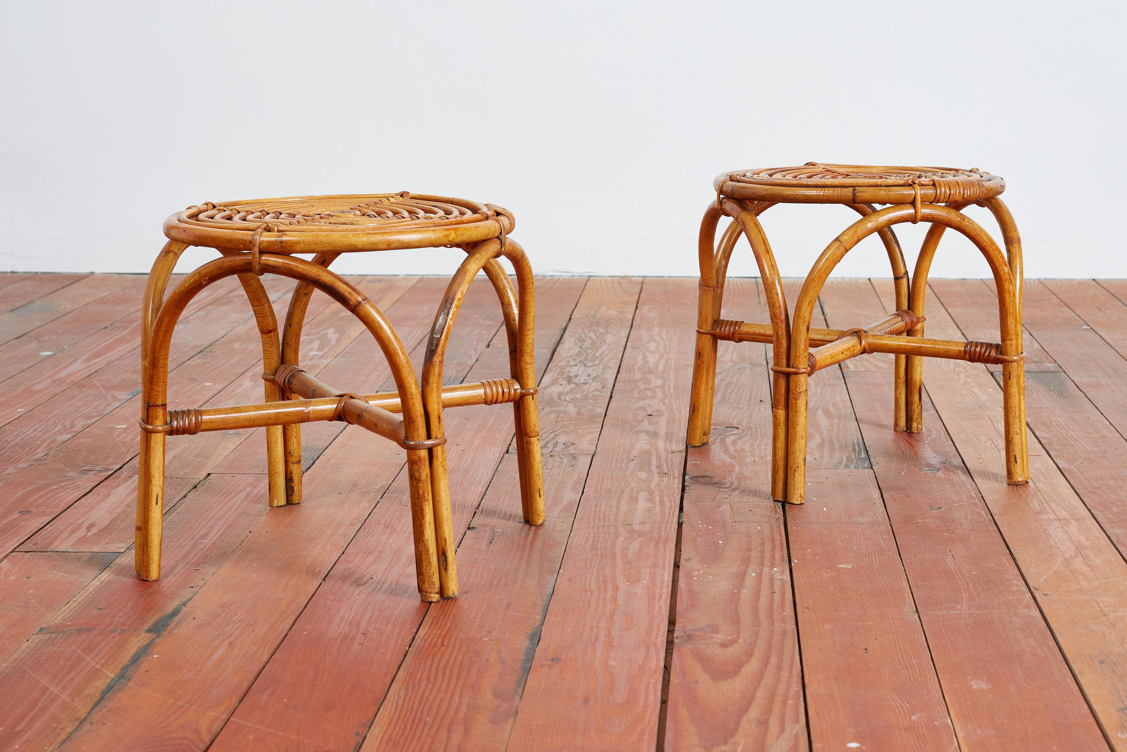 Italian Bamboo Stools  In Good Condition For Sale In Beverly Hills, CA