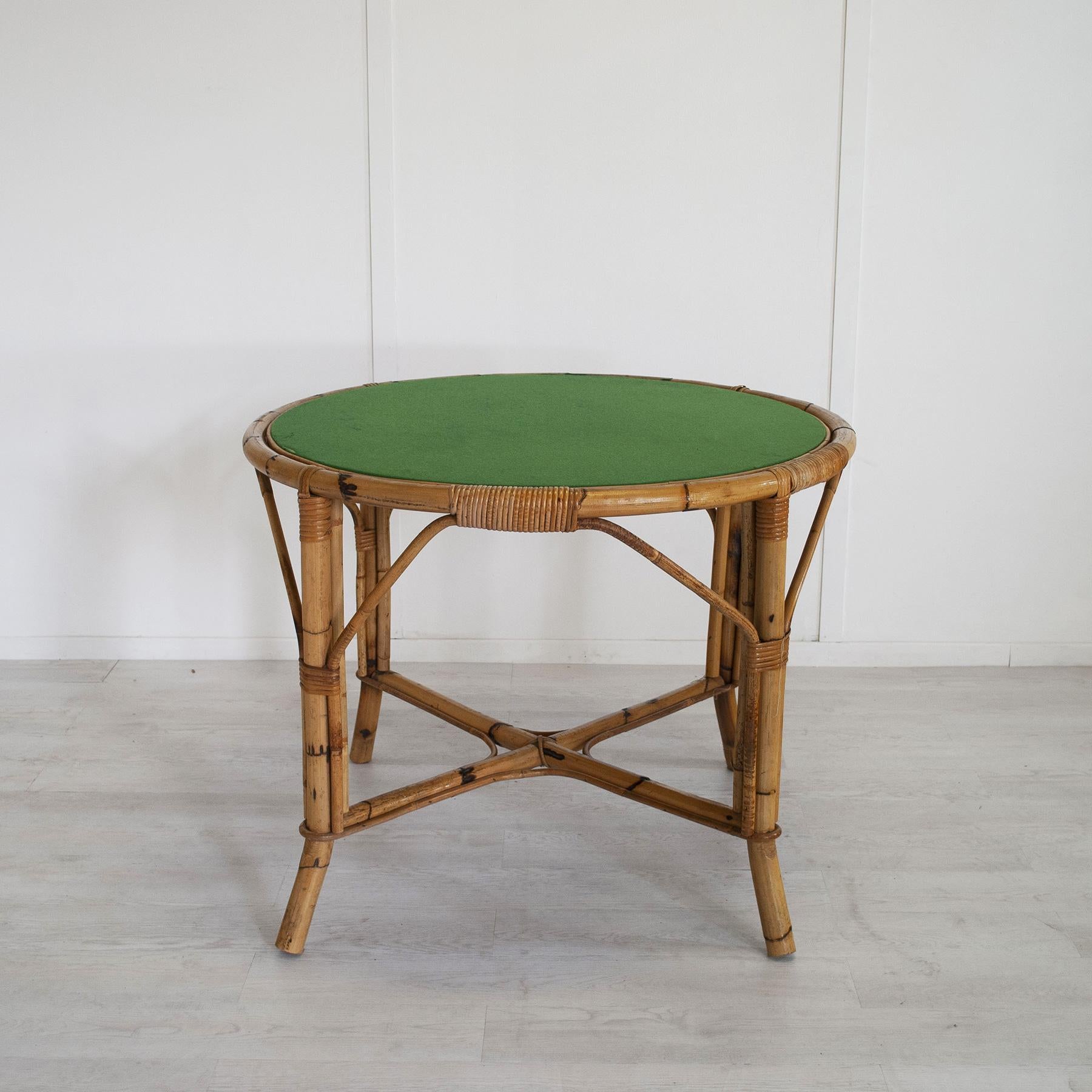 Delightful bamboo table with glass top 1960s