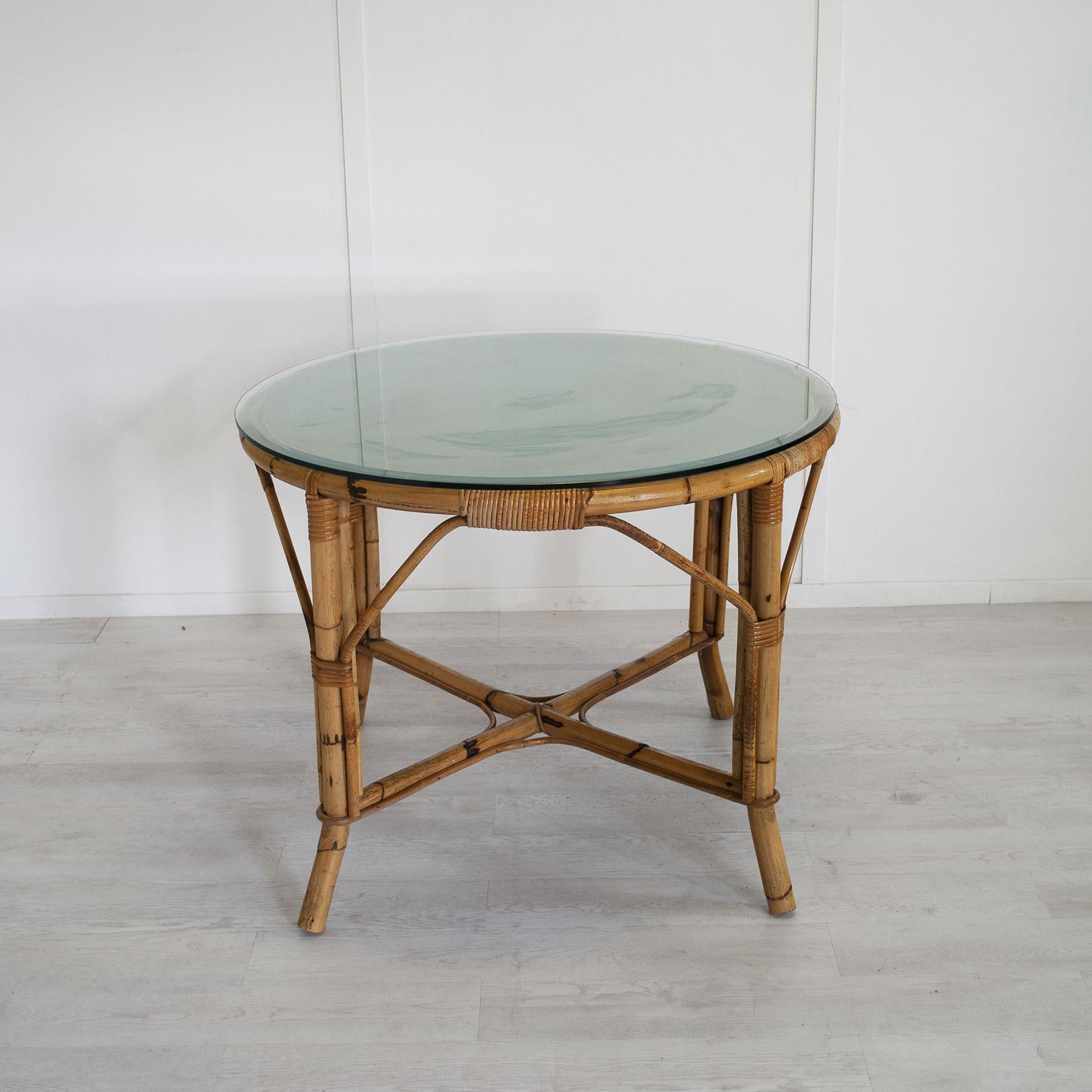 Mid-Century Modern Italian bamboo Tito Agnoli styele table mid sixties For Sale