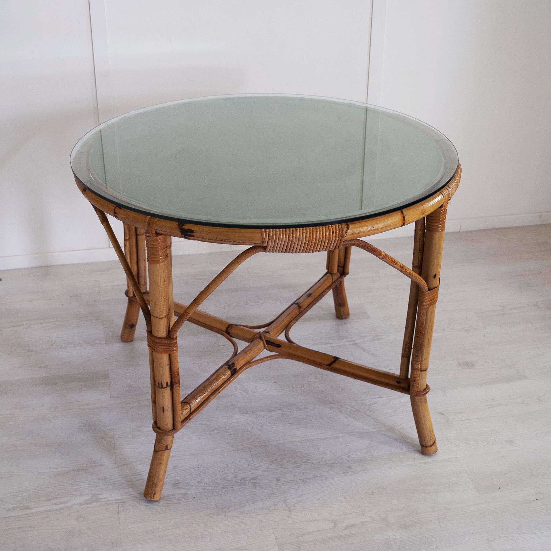 Italian bamboo Tito Agnoli styele table mid sixties In Good Condition For Sale In bari, IT