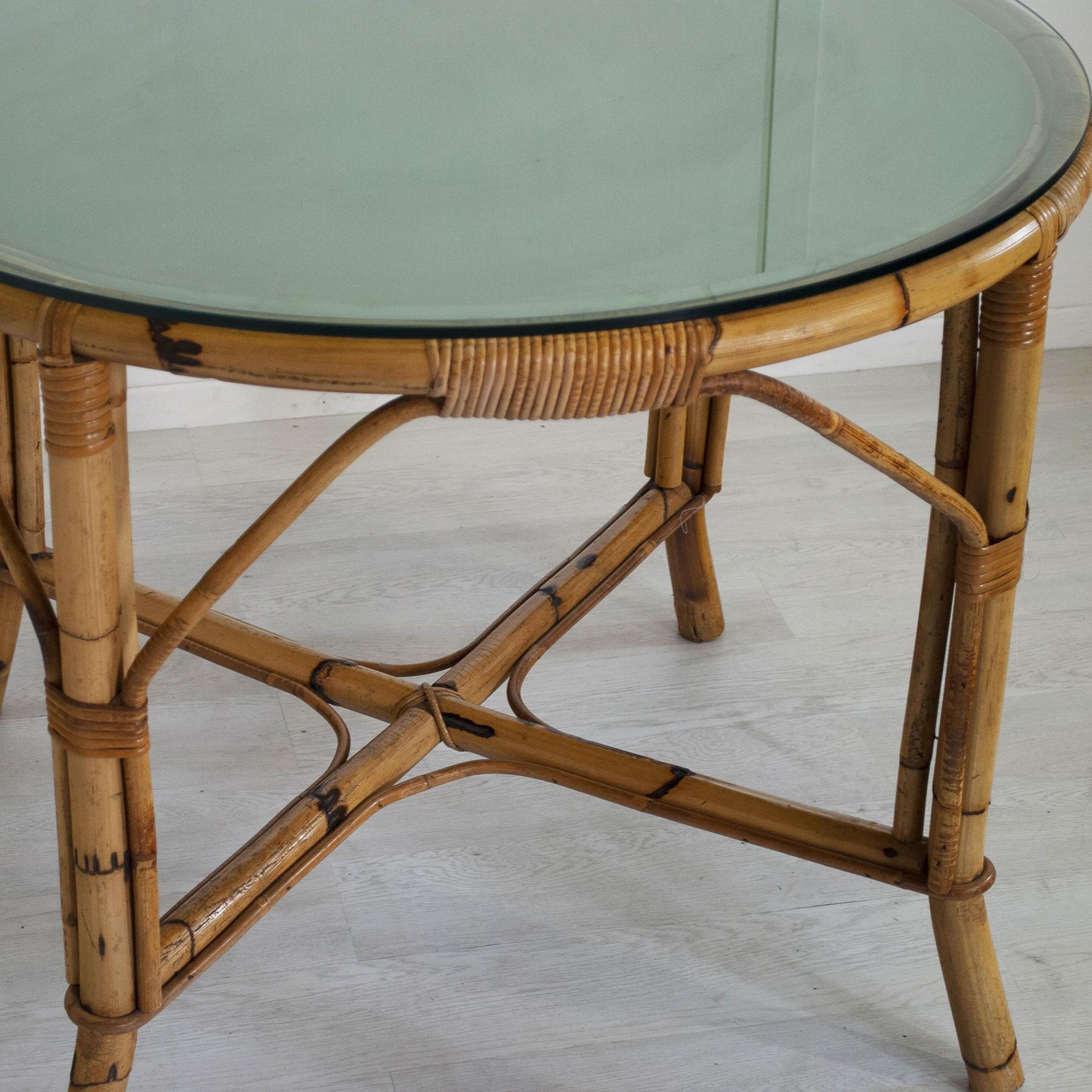 Mid-20th Century Italian bamboo Tito Agnoli styele table mid sixties For Sale