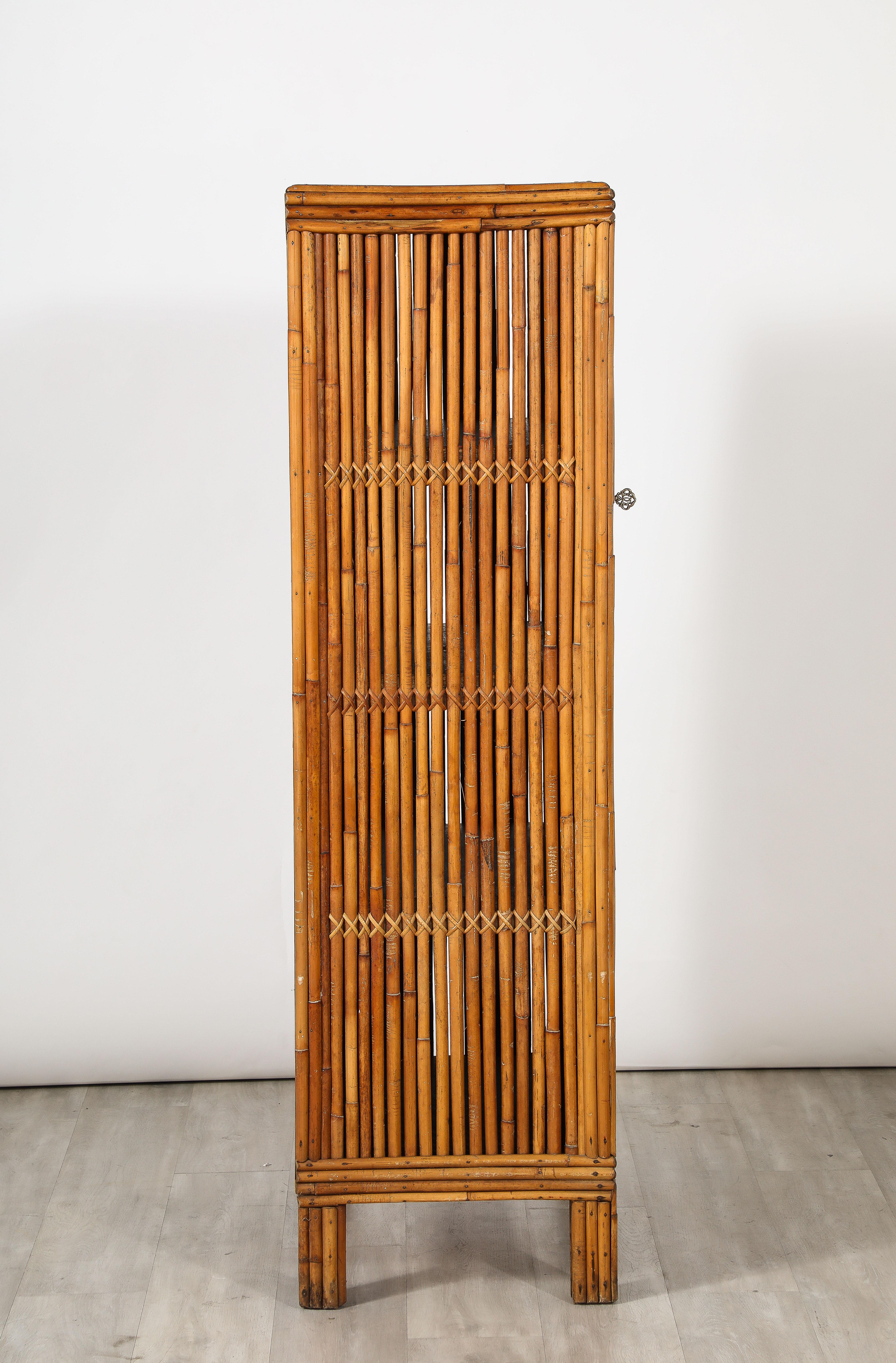 Italian Bamboo Two-Door Cabinet, Italy, circa 1950  For Sale 8