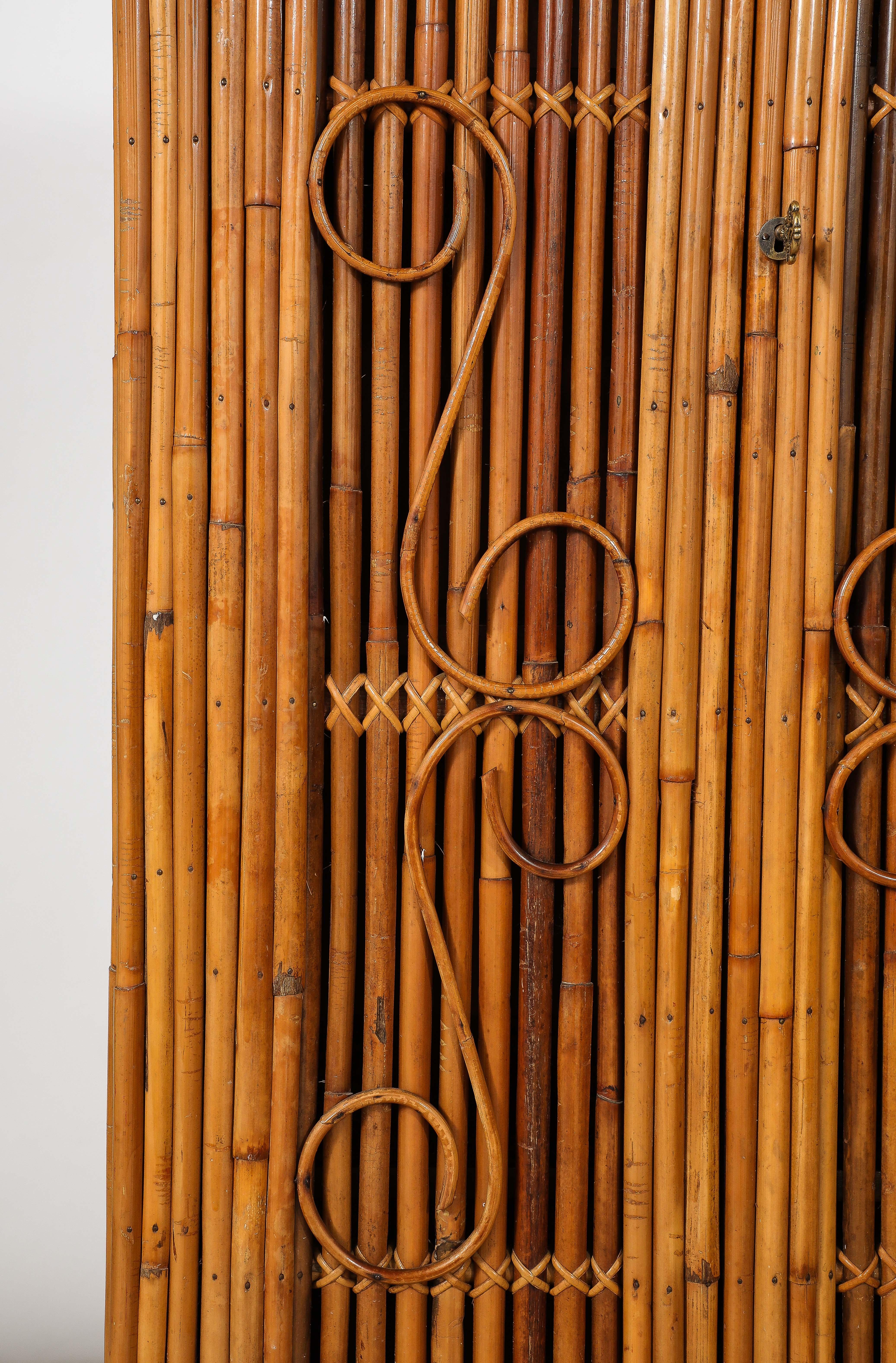 Italian Bamboo Two-Door Cabinet, Italy, circa 1950  13