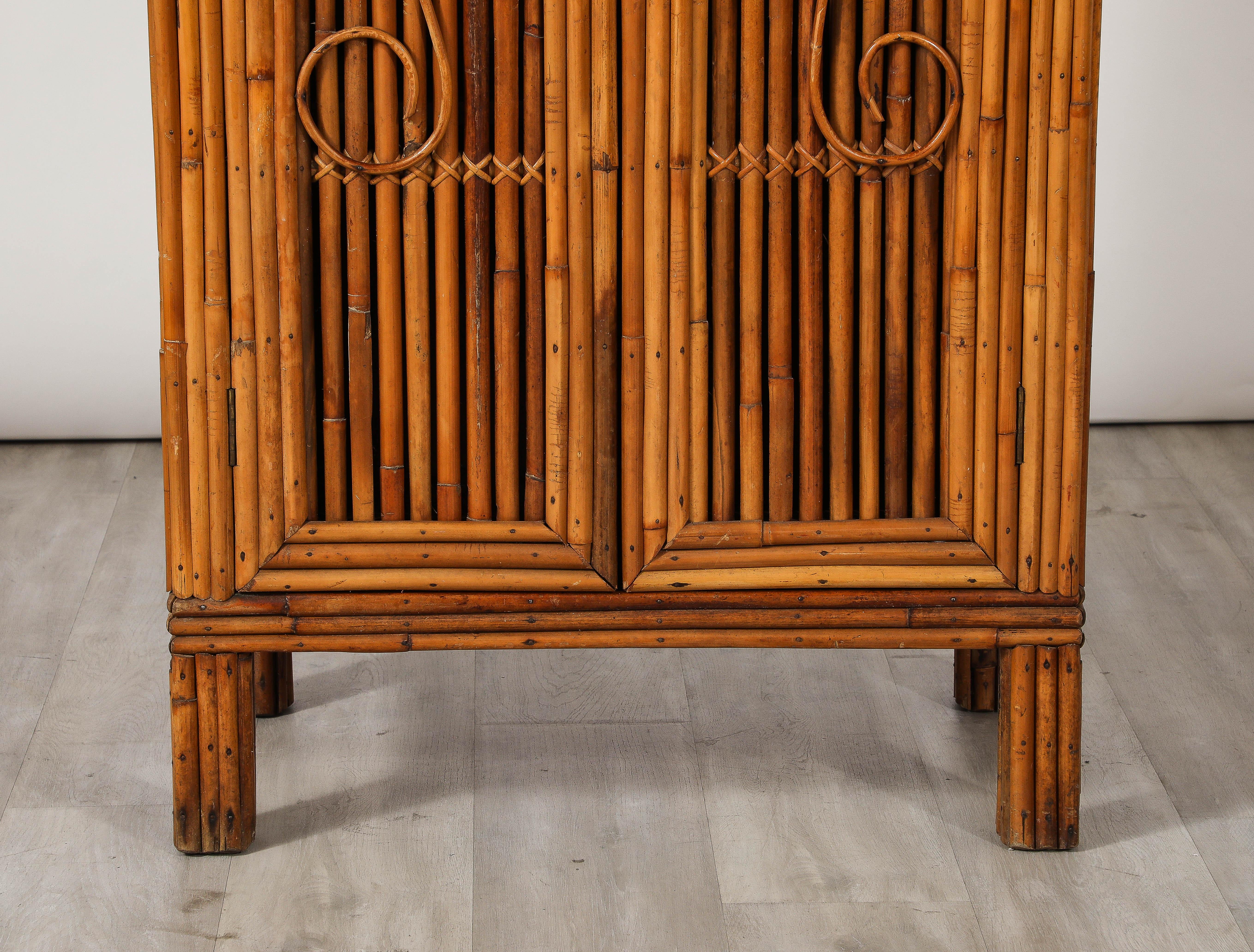 Italian Bamboo Two-Door Cabinet, Italy, circa 1950  In Good Condition For Sale In New York, NY