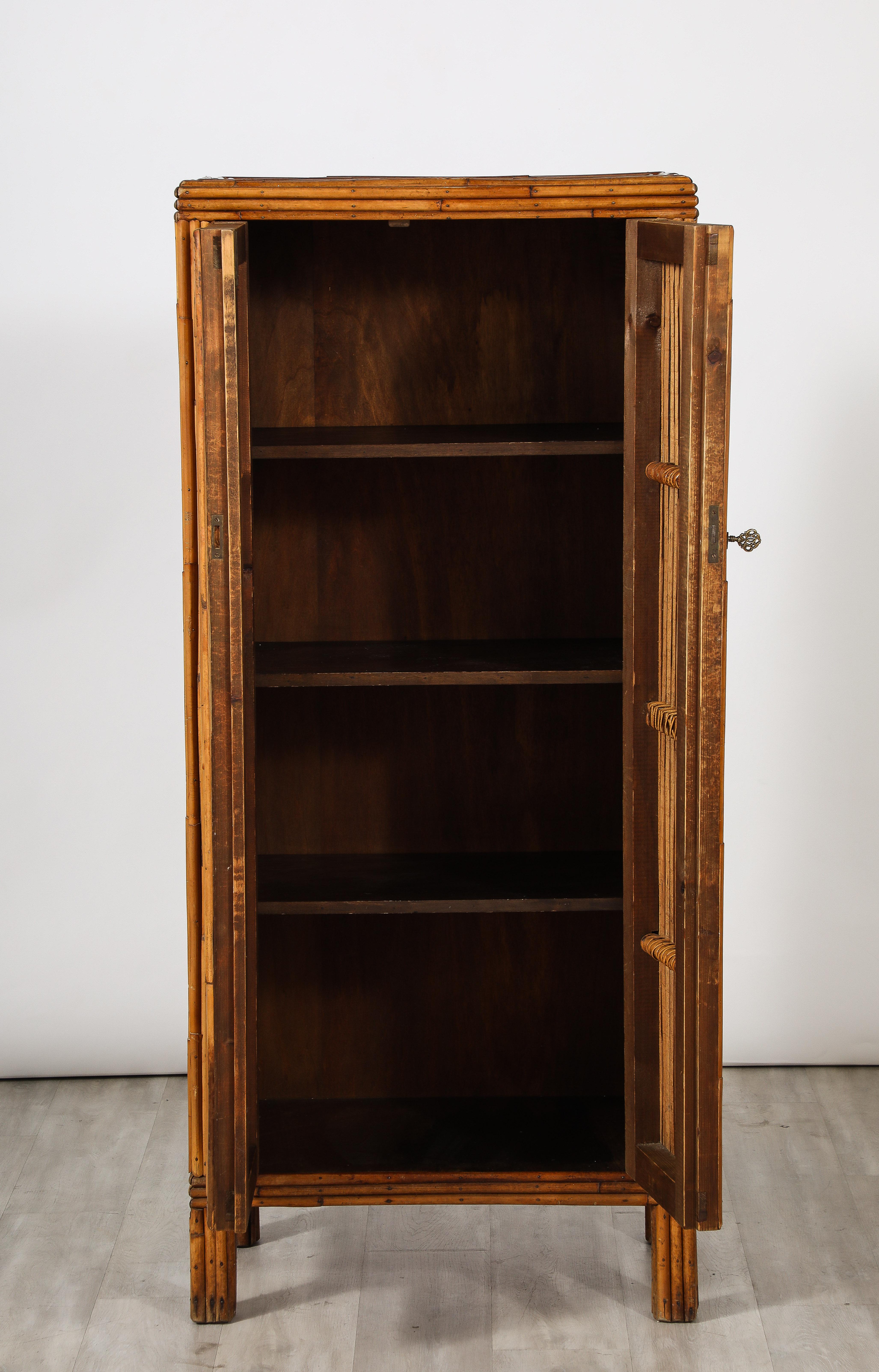 Italian Bamboo Two-Door Cabinet, Italy, circa 1950  For Sale 1