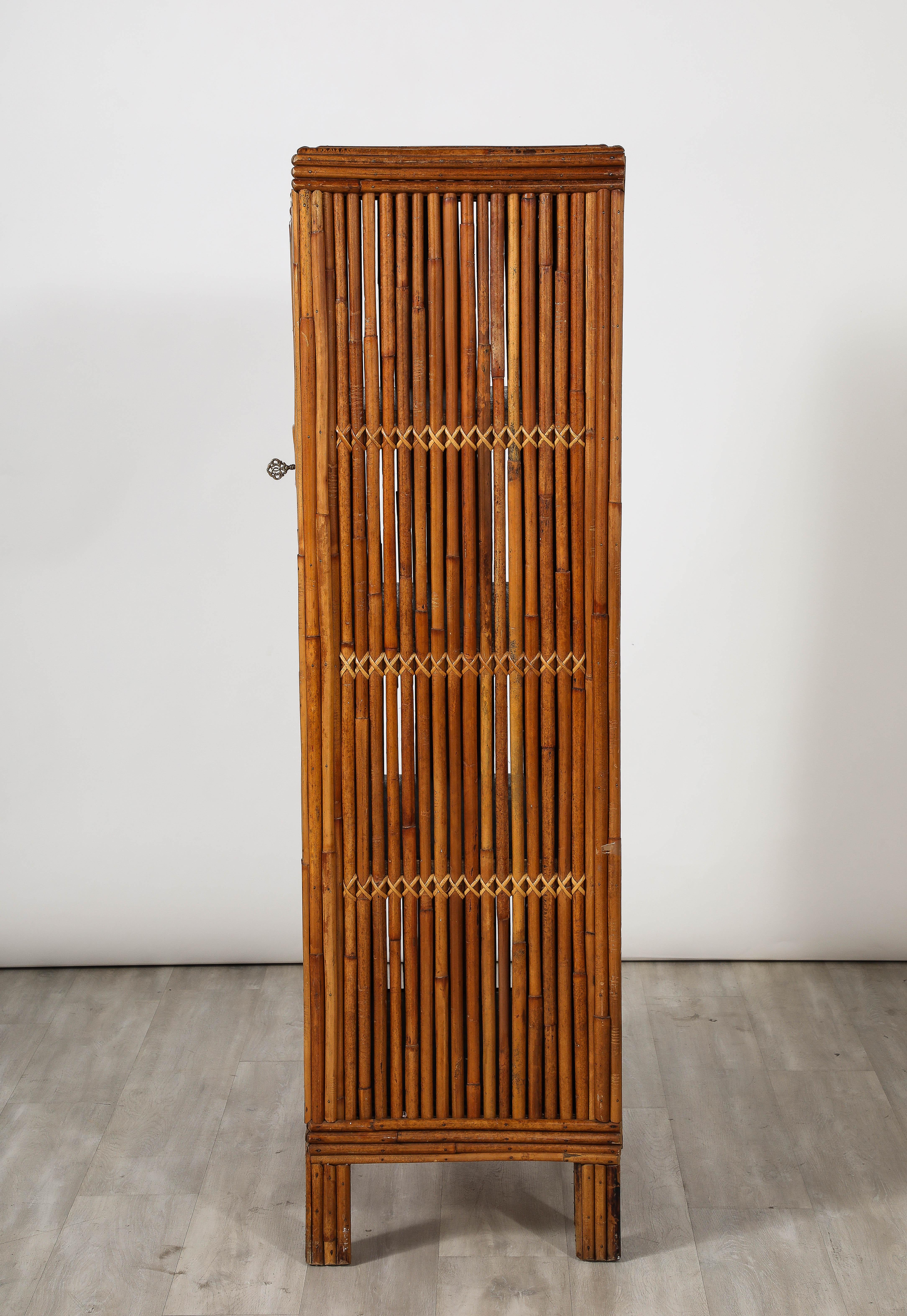 Italian Bamboo Two-Door Cabinet, Italy, circa 1950  For Sale 4