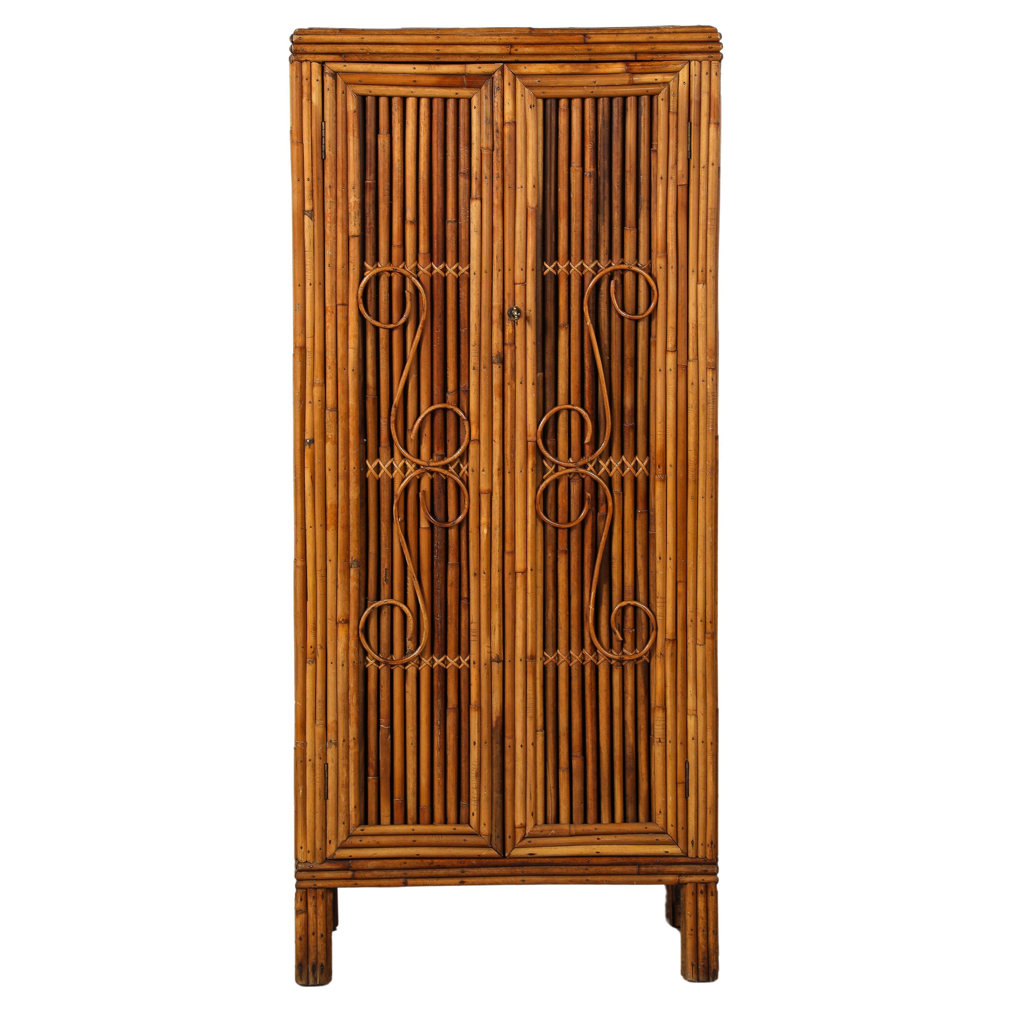 Italian Bamboo Two-Door Cabinet, Italy, circa 1950 