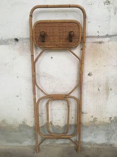Italian Bamboo Two Hooks Wall Rack from 1960s